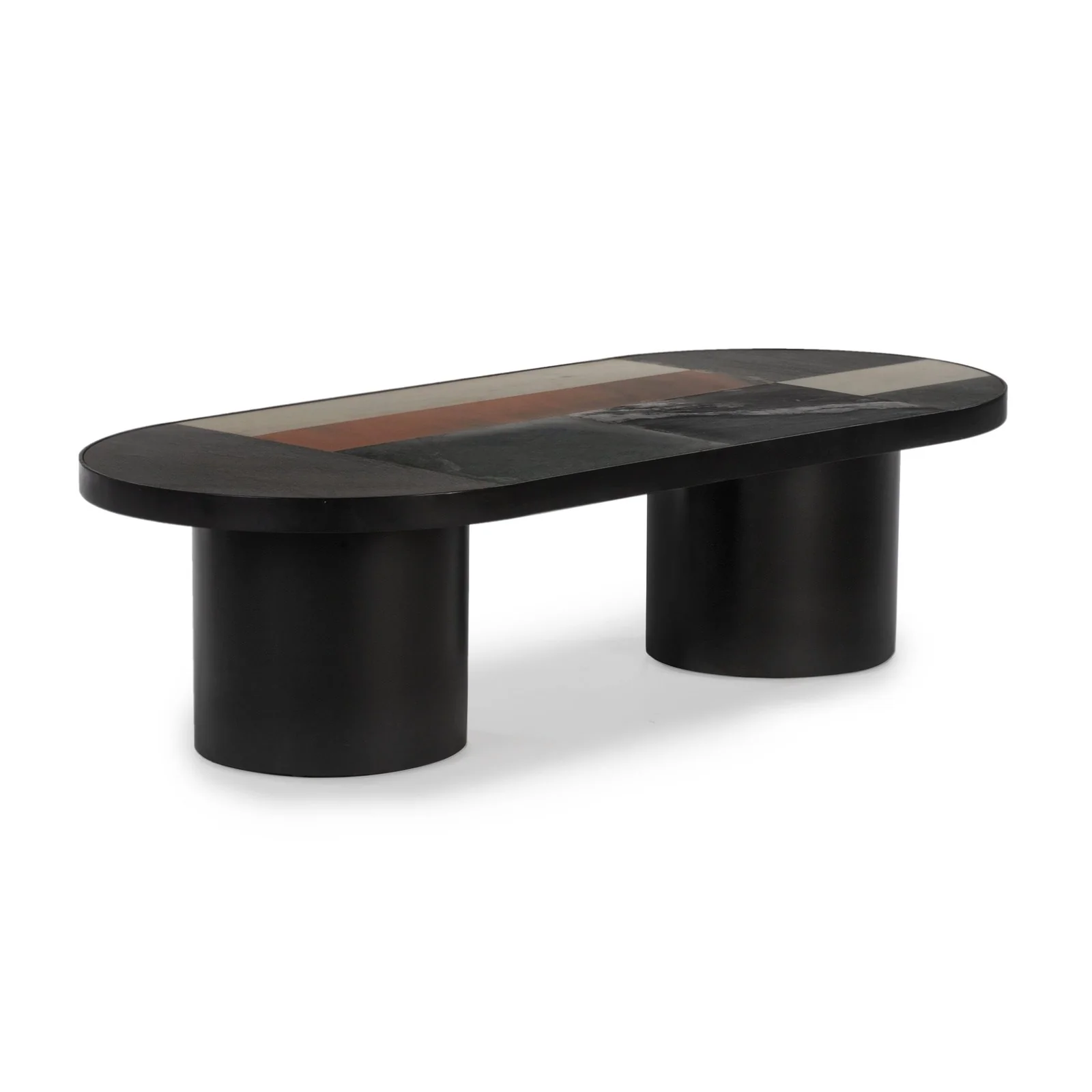 Union Home Binocular Marble Metal Coffee Table In Black LVR00655
