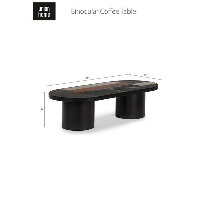 Union Home Binocular Marble Metal Coffee Table In Black LVR00655 - Image 6