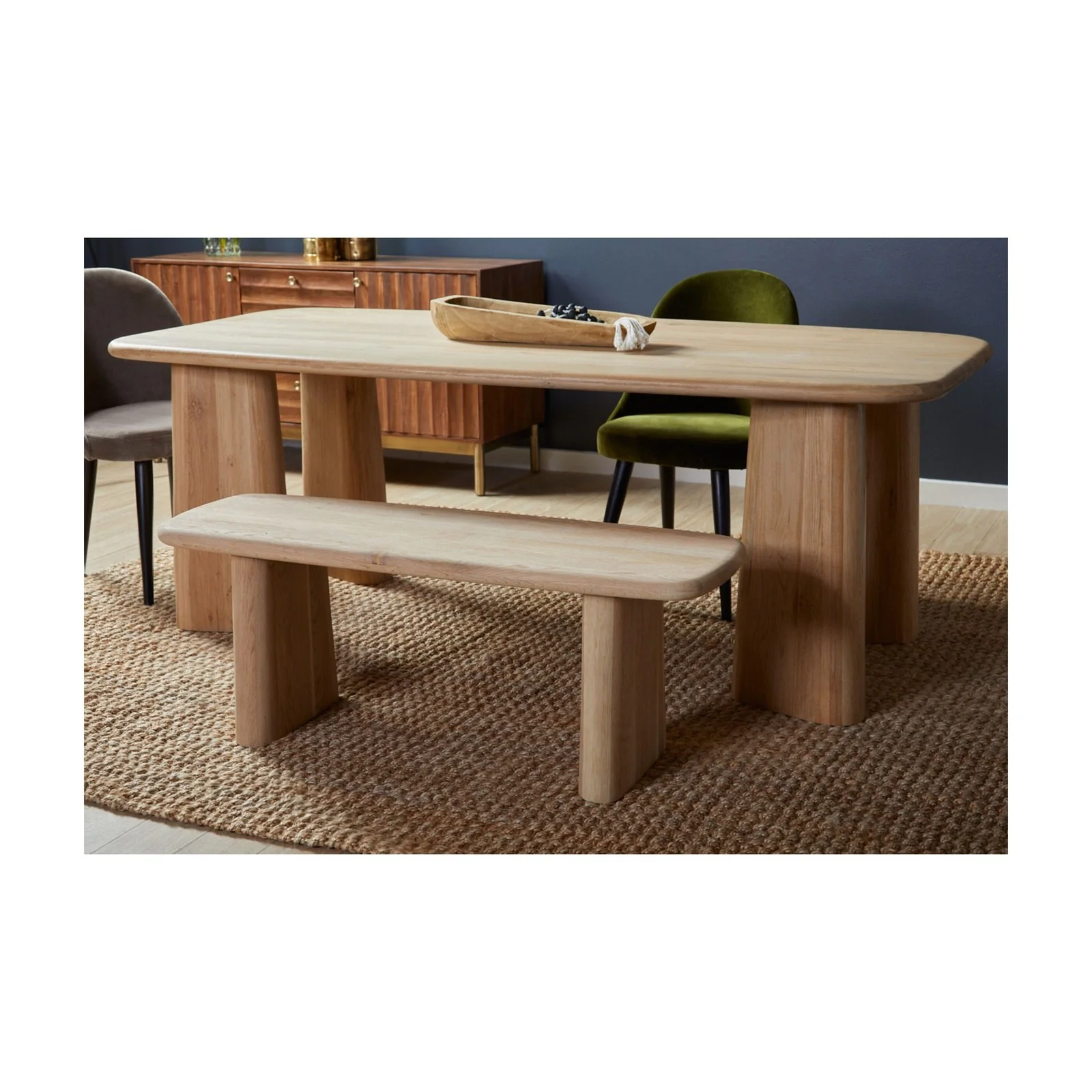 Union Home Laurel Dining Bench - Natural DIN00164 - Image 10