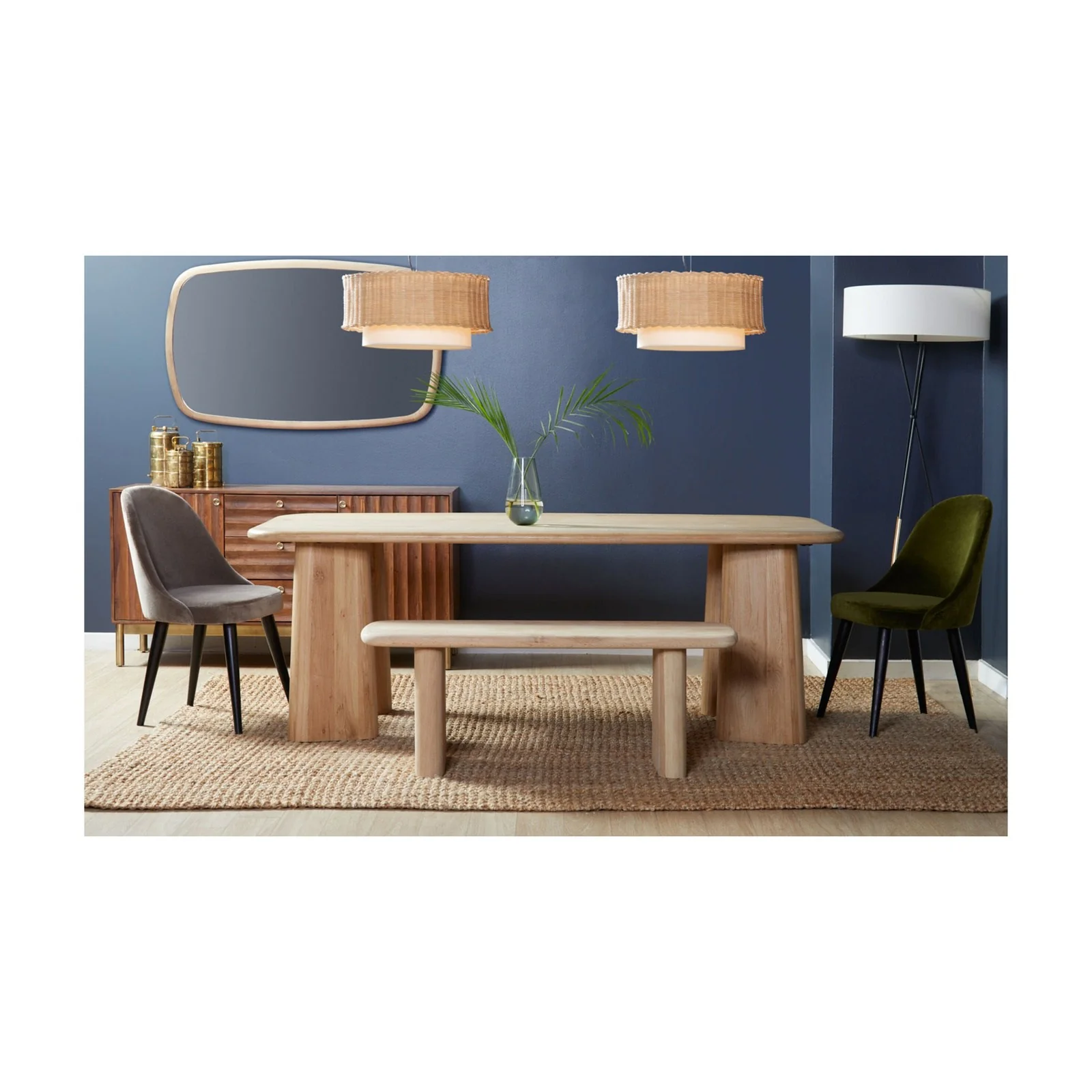 Union Home Laurel Dining Bench - Natural DIN00164 - Image 9