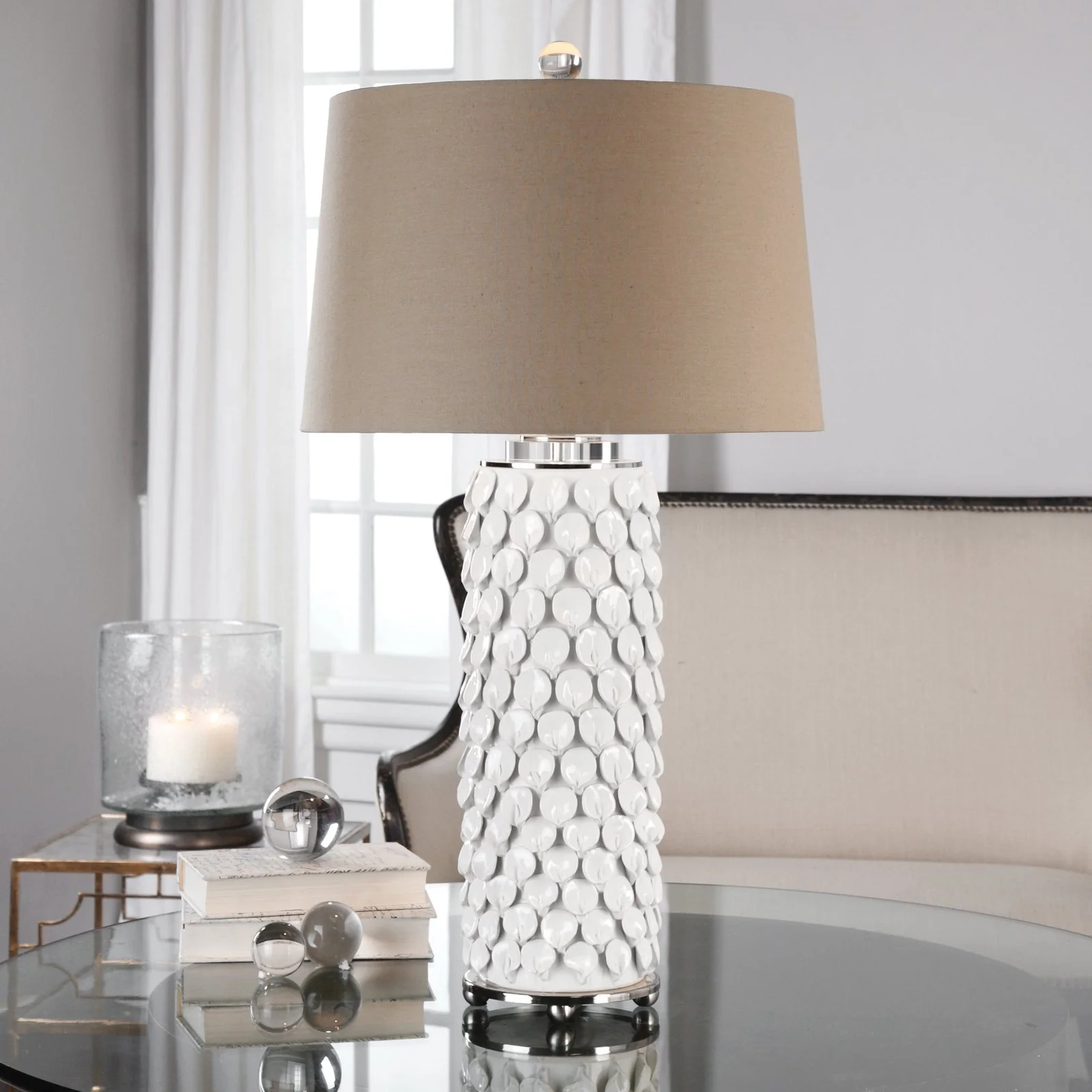Uttermost Calla Lillies Gloss White Lamp 27270