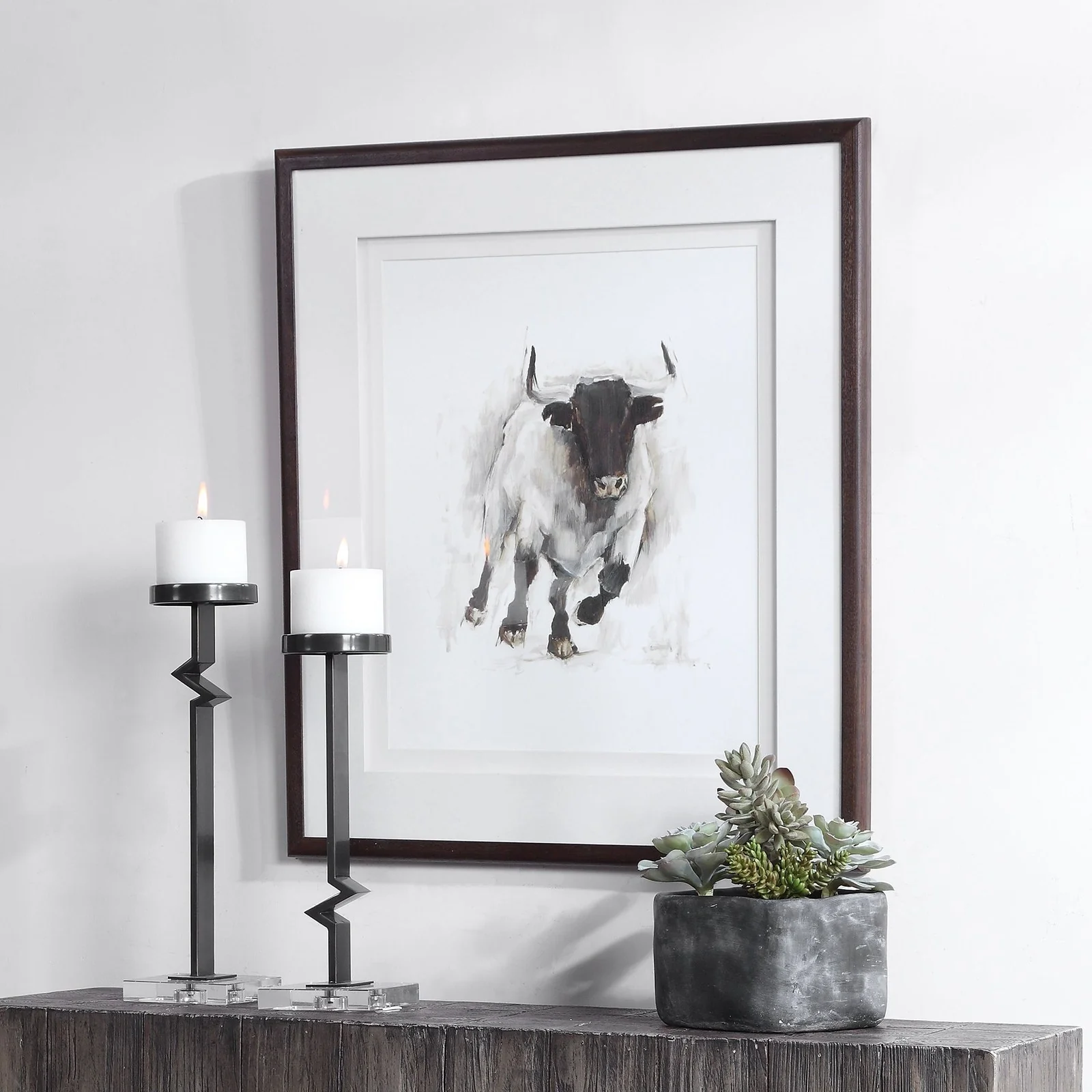 Uttermost Rustic Bull Framed Animal Print 41606 - Image 2