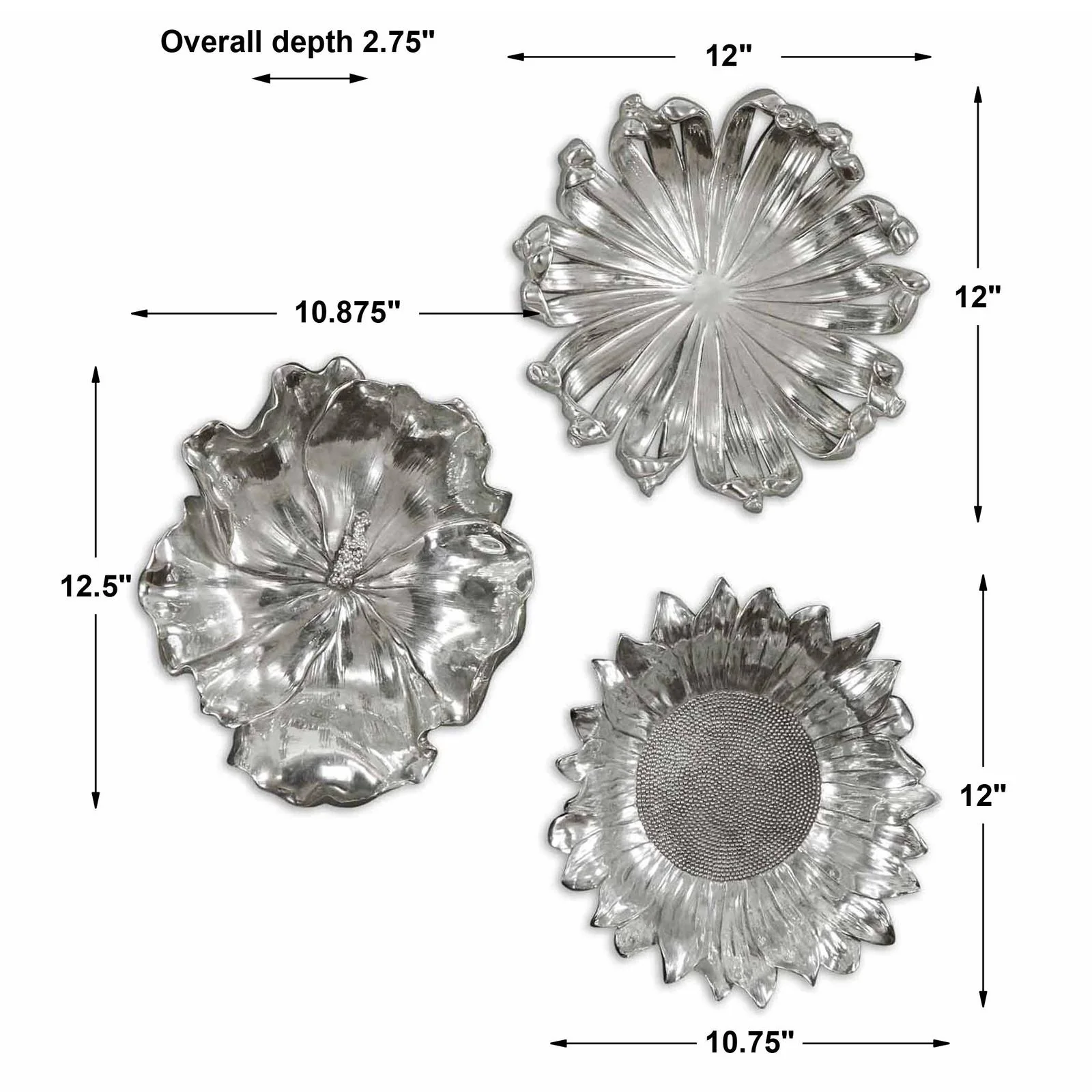 Uttermost Silver Flowers Wall Art, Set/3 08503 - Image 3