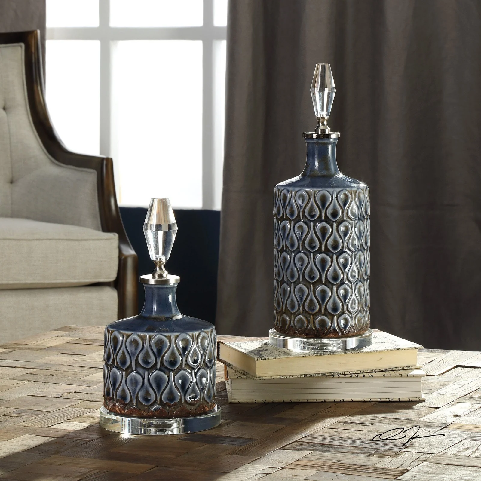 Uttermost Varuna Cobalt Blue Bottles S/2 18886 - Image 2
