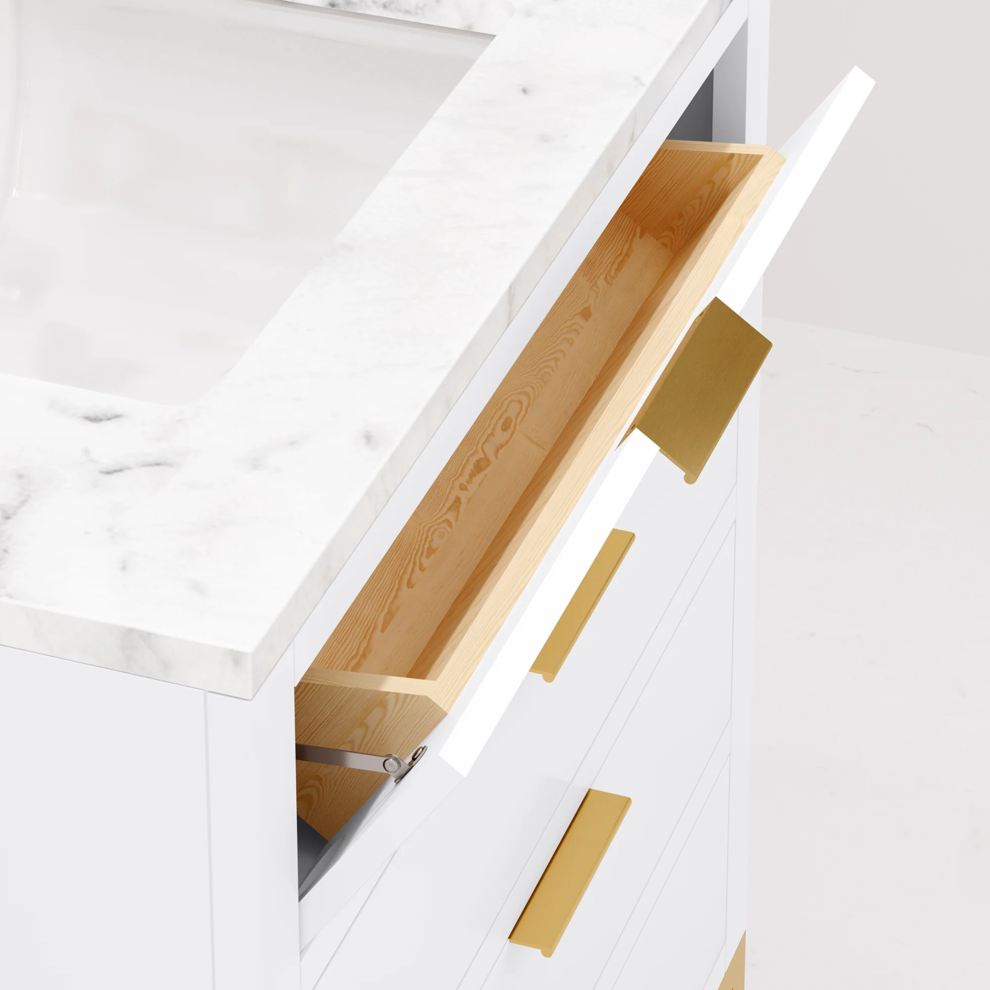 Water Creation Bristol 30" Single Sink Carrara White Marble Countertop Bath Vanity in Pure White with Rectangular Mirror(S) - Image 5