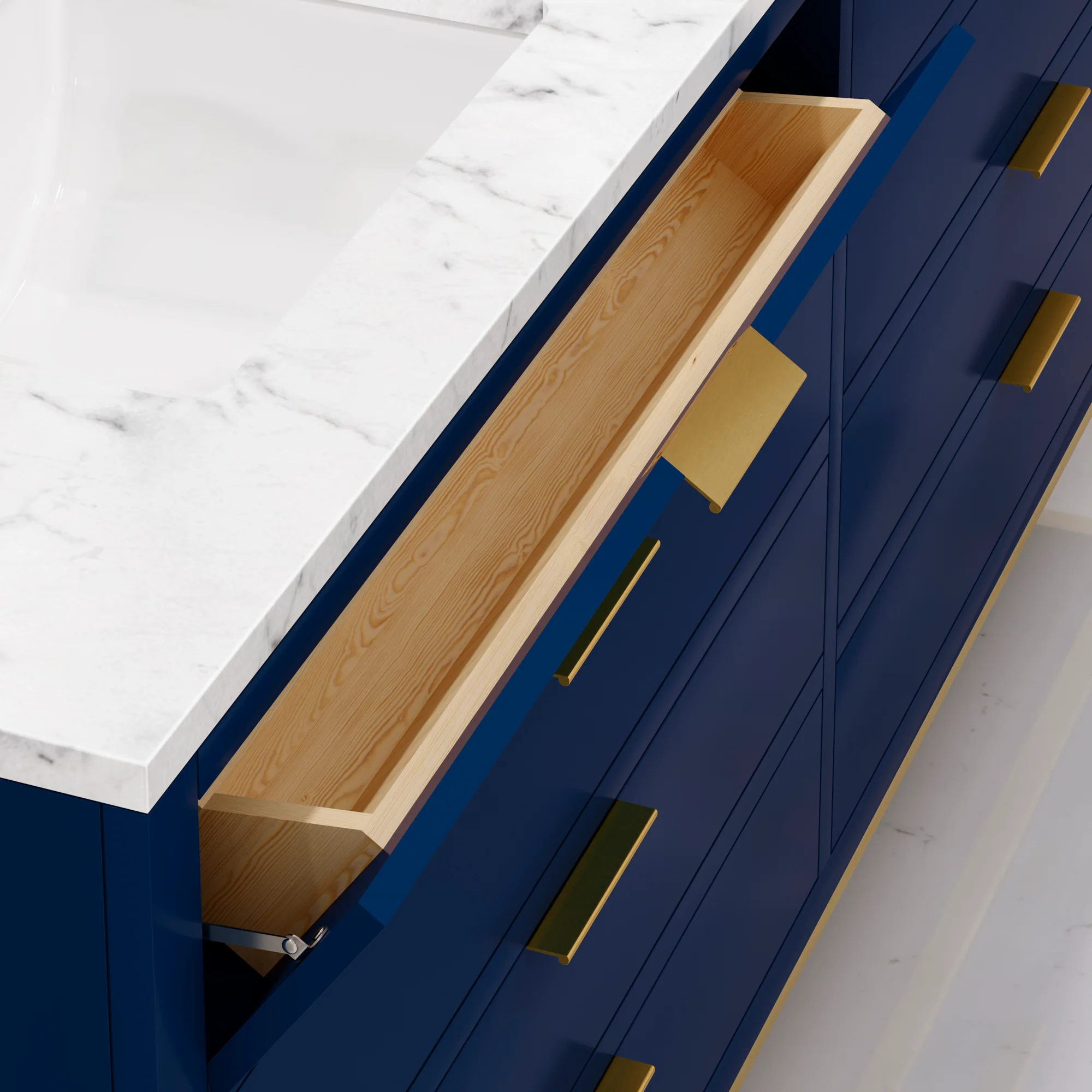 Water Creation Bristol 72" Double Sink Carrara White Marble Countertop Bath Vanity in Monarch Blue - Image 5