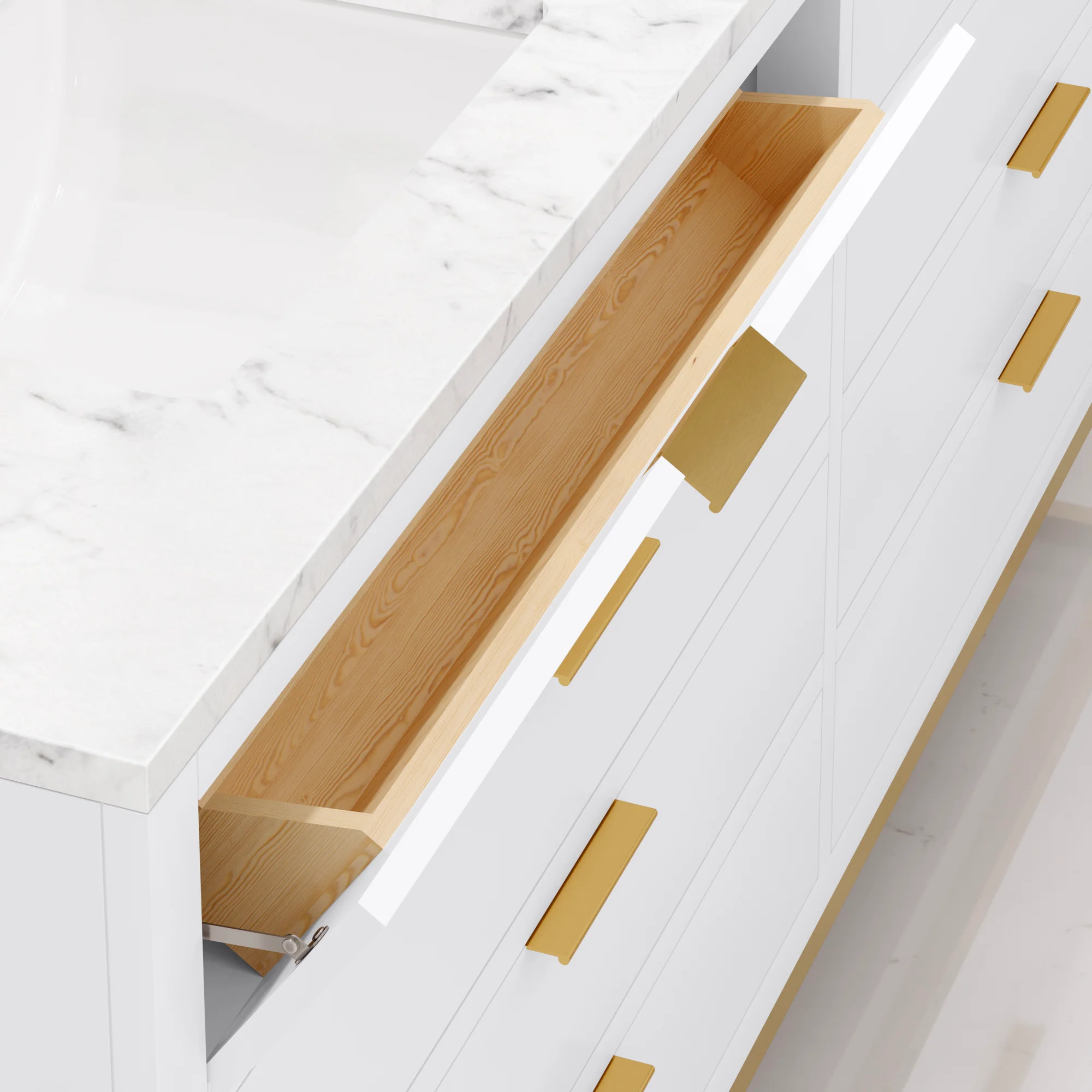 Water Creation Bristol 72" Double Sink Carrara White Marble Countertop Bath Vanity in Pure White with Mirrors(S) - Image 6
