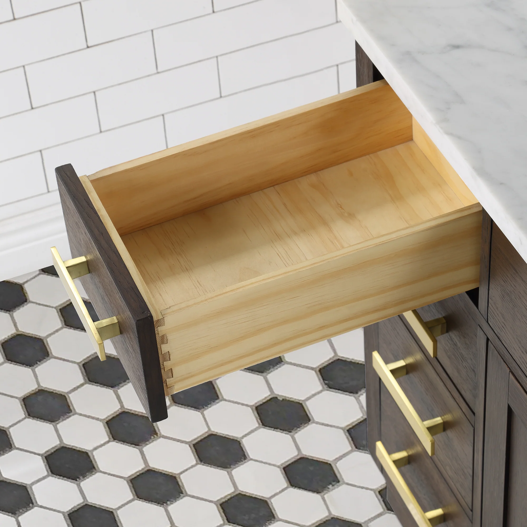 Water Creation Chestnut 48" Single Sink Carrara White Marble Countertop Vanity In Brown Oak - Image 10