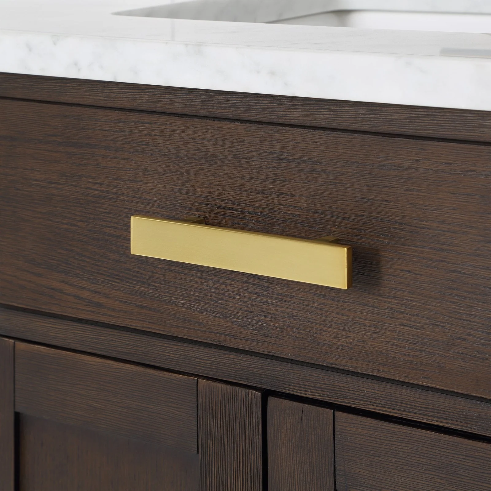 Water Creation Chestnut 48" Single Sink Carrara White Marble Countertop Vanity In Brown Oak with Gooseneck Faucet - Image 8