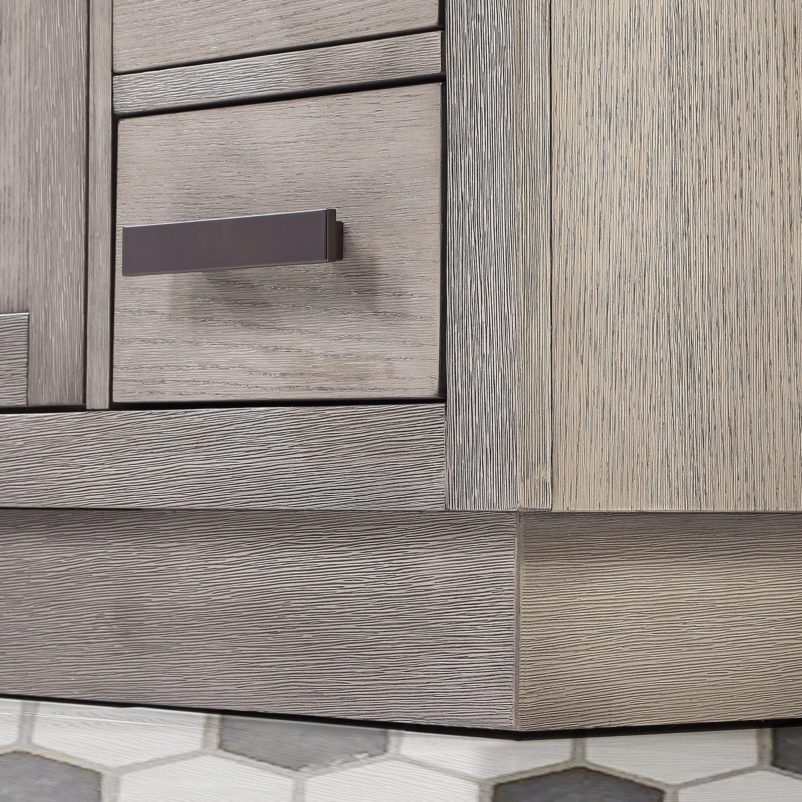 Water Creation Chestnut 48" Single Sink Carrara White Marble Countertop Vanity In Grey Oak with Mirror - Image 8