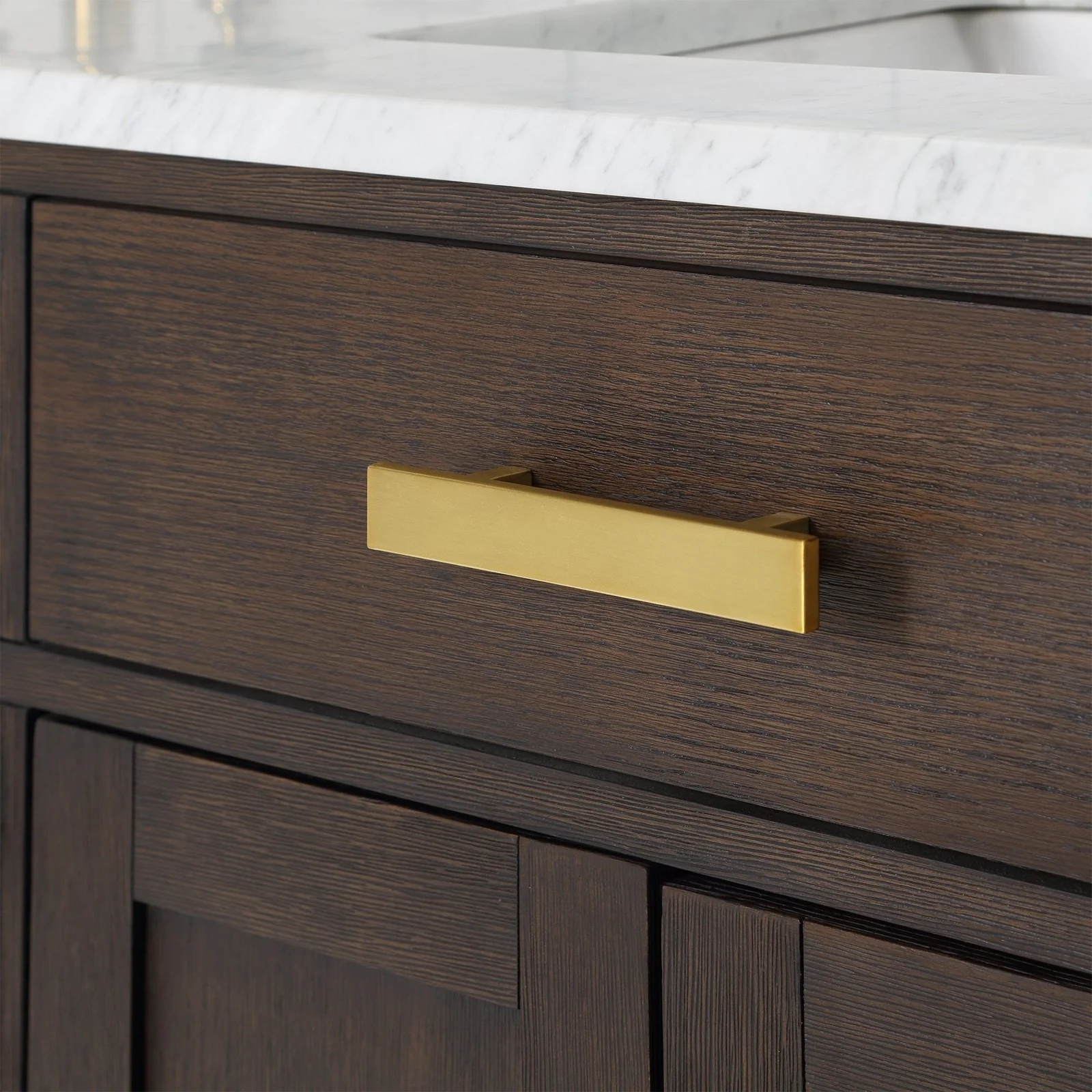 Water Creation Chestnut 60" Double Sink Carrara White Marble Countertop Vanity In Brown Oak with Mirrors - Image 6