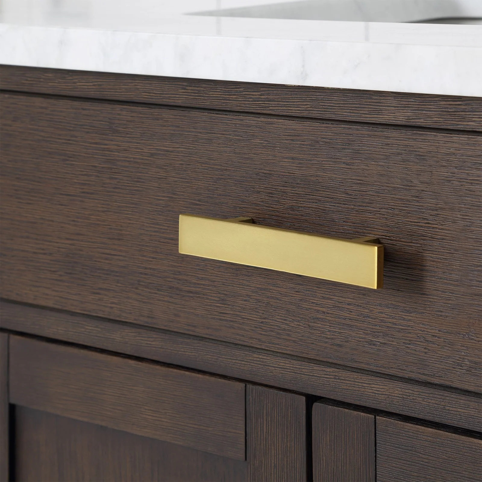 Water Creation Chestnut 72" Double Sink Carrara White Marble Countertop Vanity In Brown Oak with Mirrors - Image 7