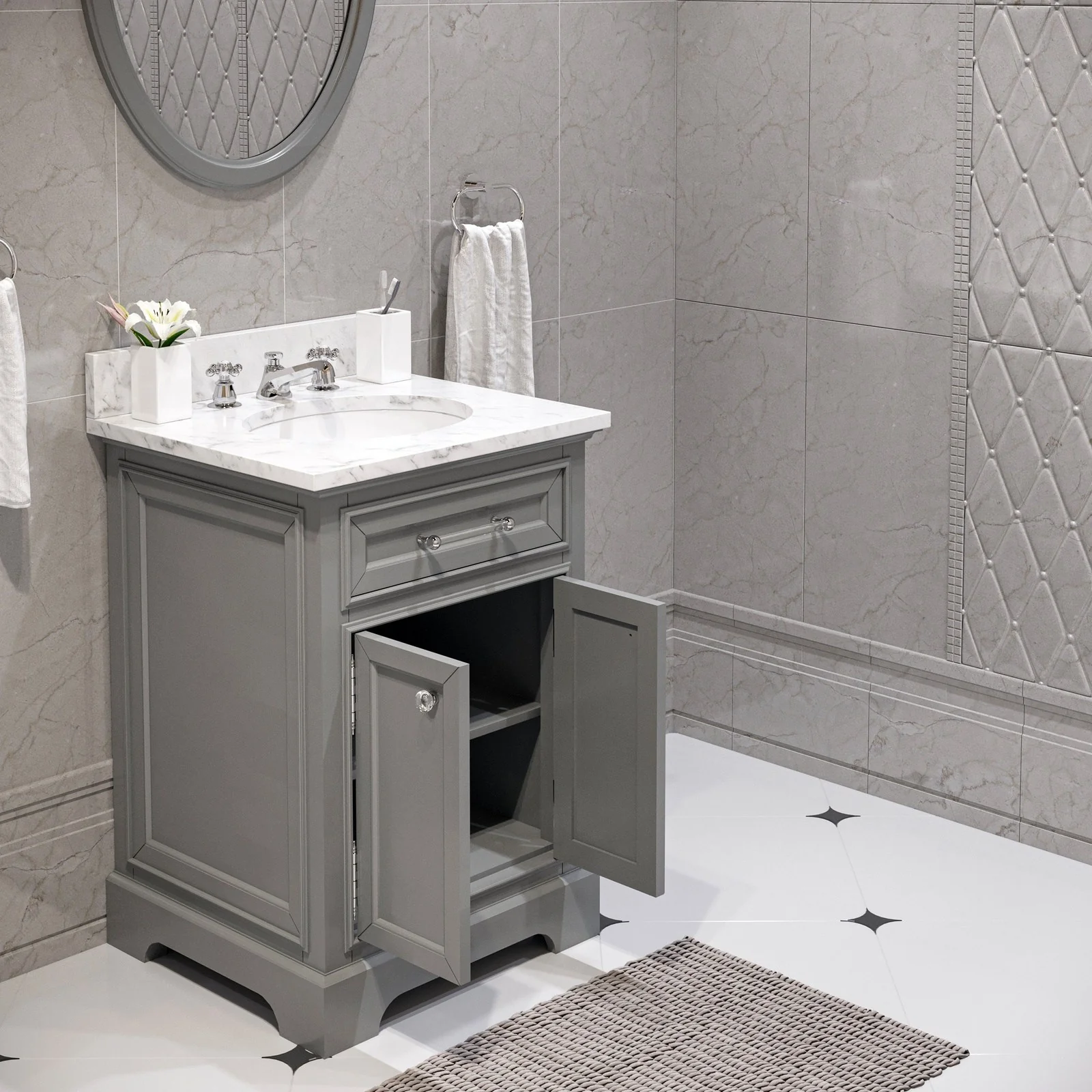 Water Creation Derby 24" Cashmere Grey Single Sink Bathroom Vanity From The Derby Collection - Image 5