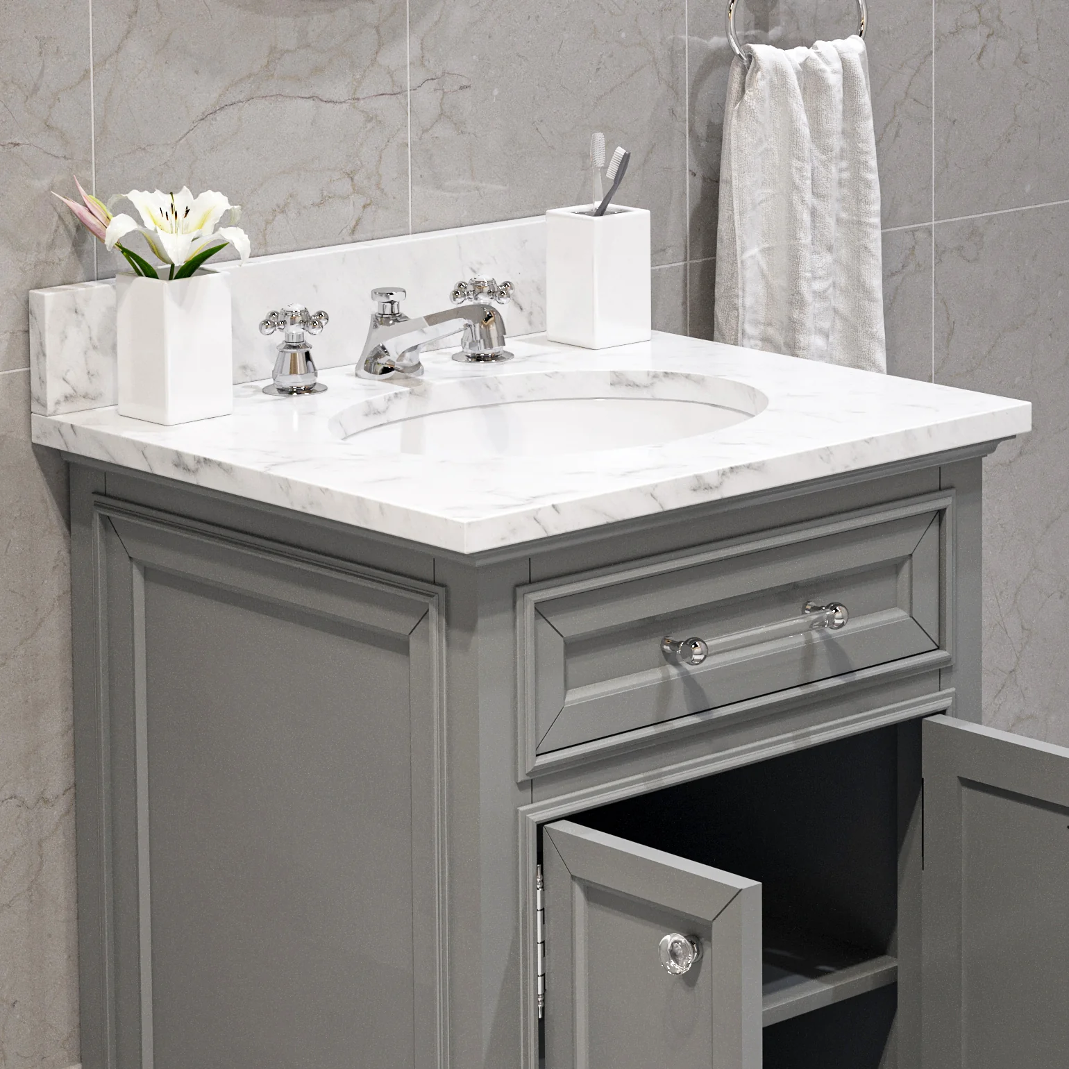 Water Creation Derby 24" Cashmere Grey Single Sink Bathroom Vanity From The Derby Collection - Image 6
