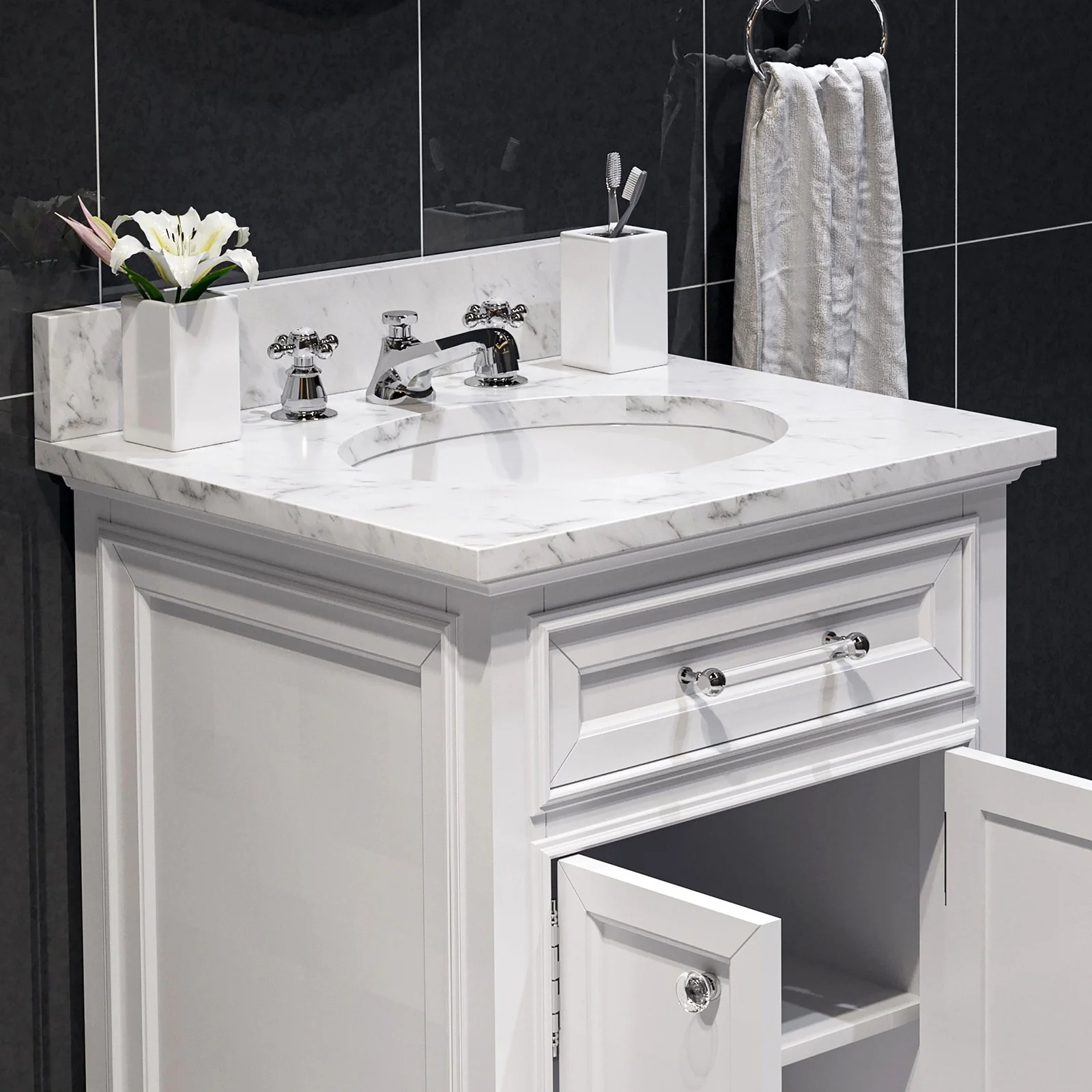 Water Creation Derby 24" Pure White Single Sink Bathroom Vanity With Faucet From The Derby Collection - Image 5