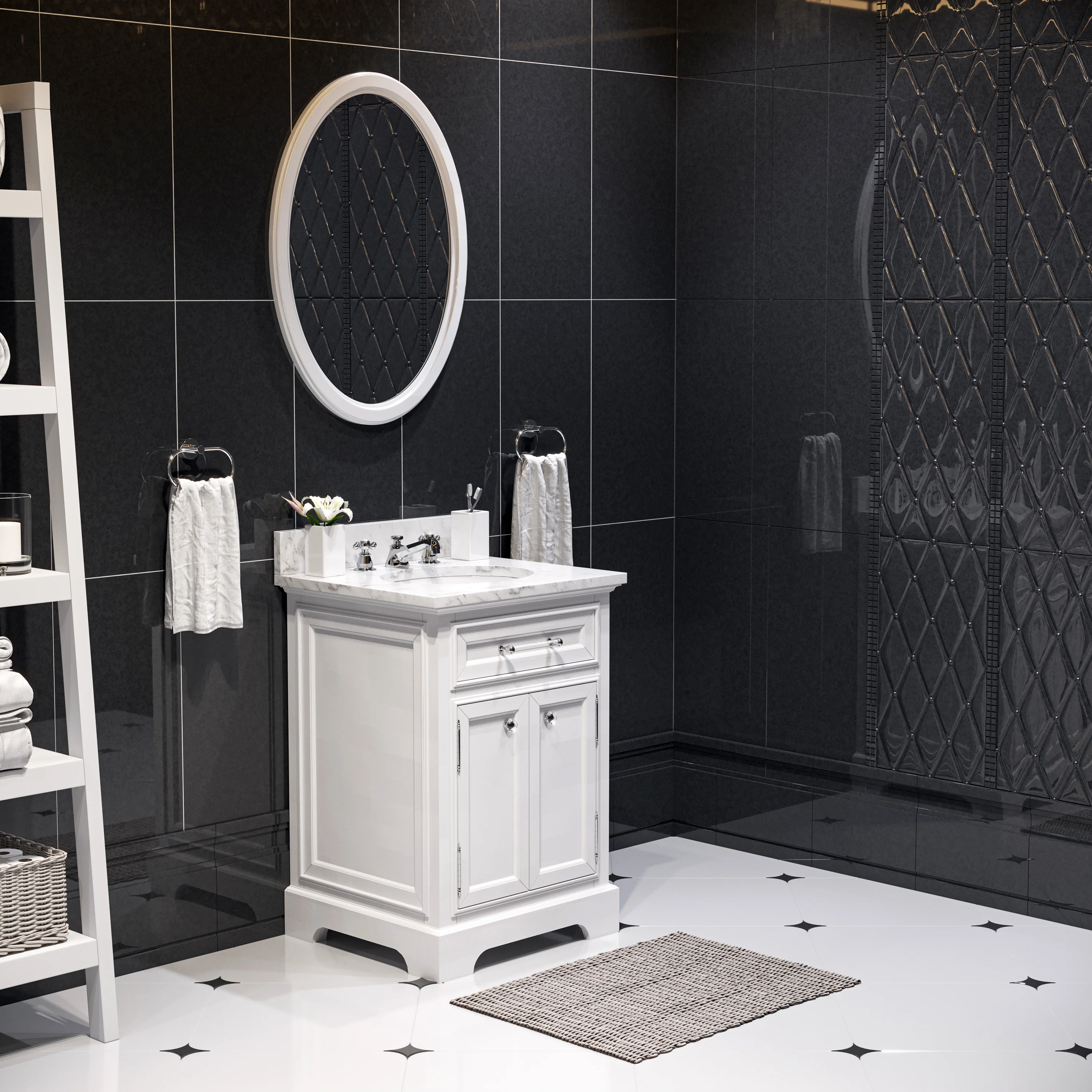 Water Creation Derby 24" Pure White Single Sink Bathroom Vanity With Matching Framed Mirror From The Derby Collection - Image 2