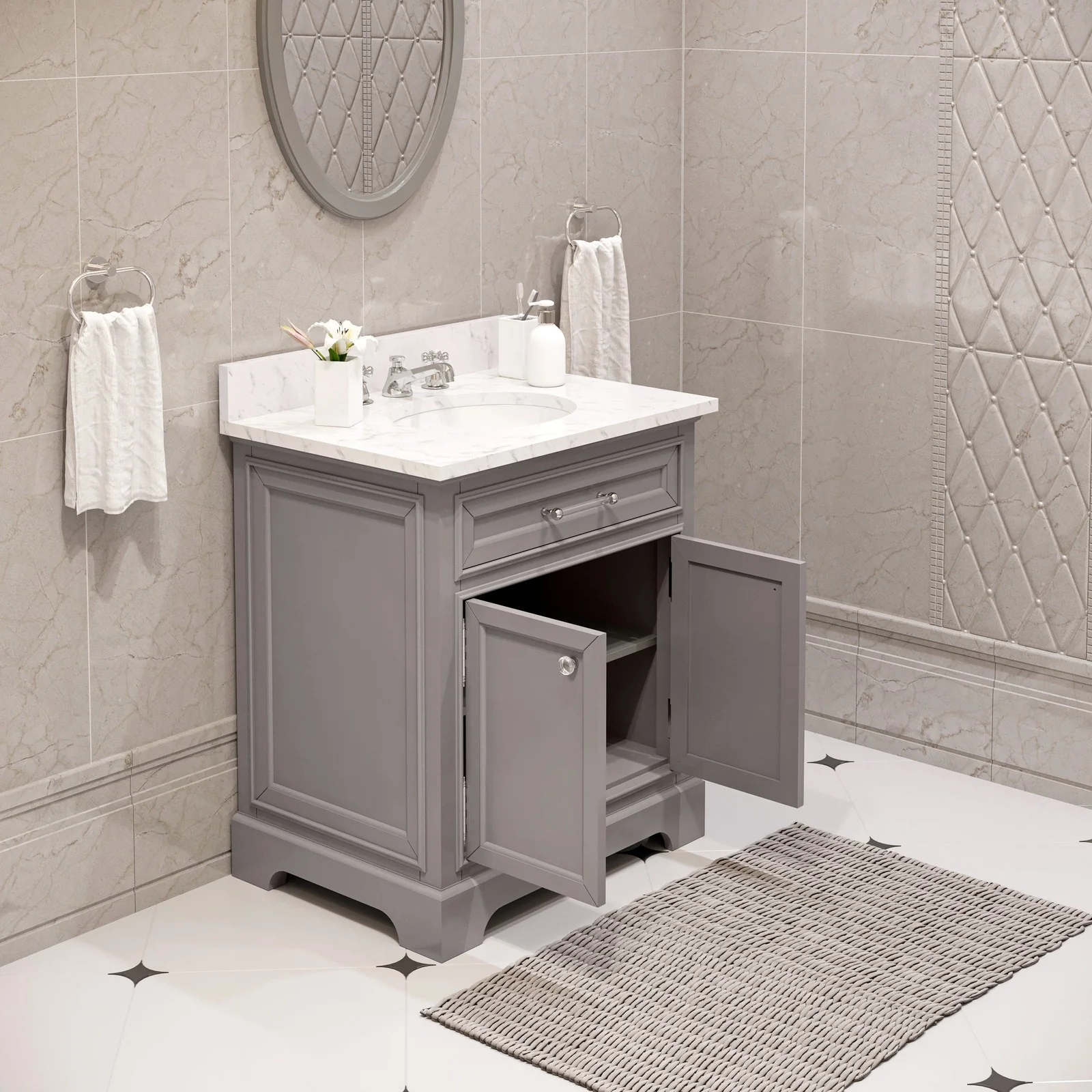 Water Creation Derby 30" Cashmere Grey Single Sink Bathroom Vanity With Faucet From The Derby Collection - Image 3