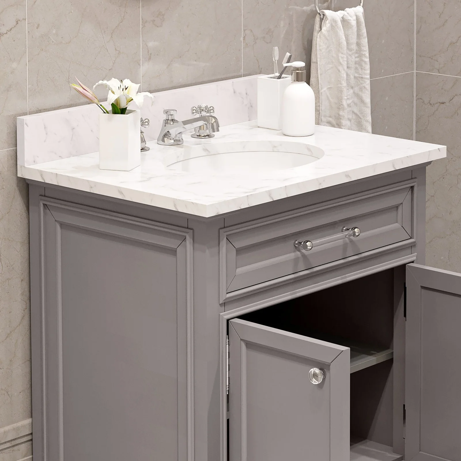 Water Creation Derby 30" Cashmere Grey Single Sink Bathroom Vanity With Faucet From The Derby Collection - Image 6