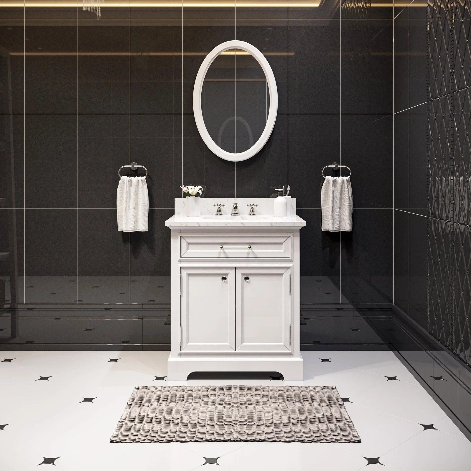 Water Creation Derby 30" Pure White Single Sink Bathroom Vanity From The Derby Collection