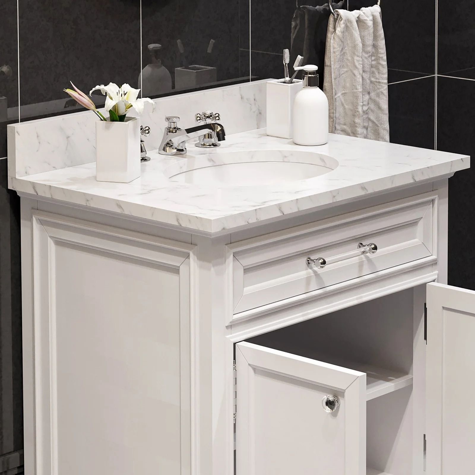Water Creation Derby 30" Pure White Single Sink Bathroom Vanity From The Derby Collection - Image 6