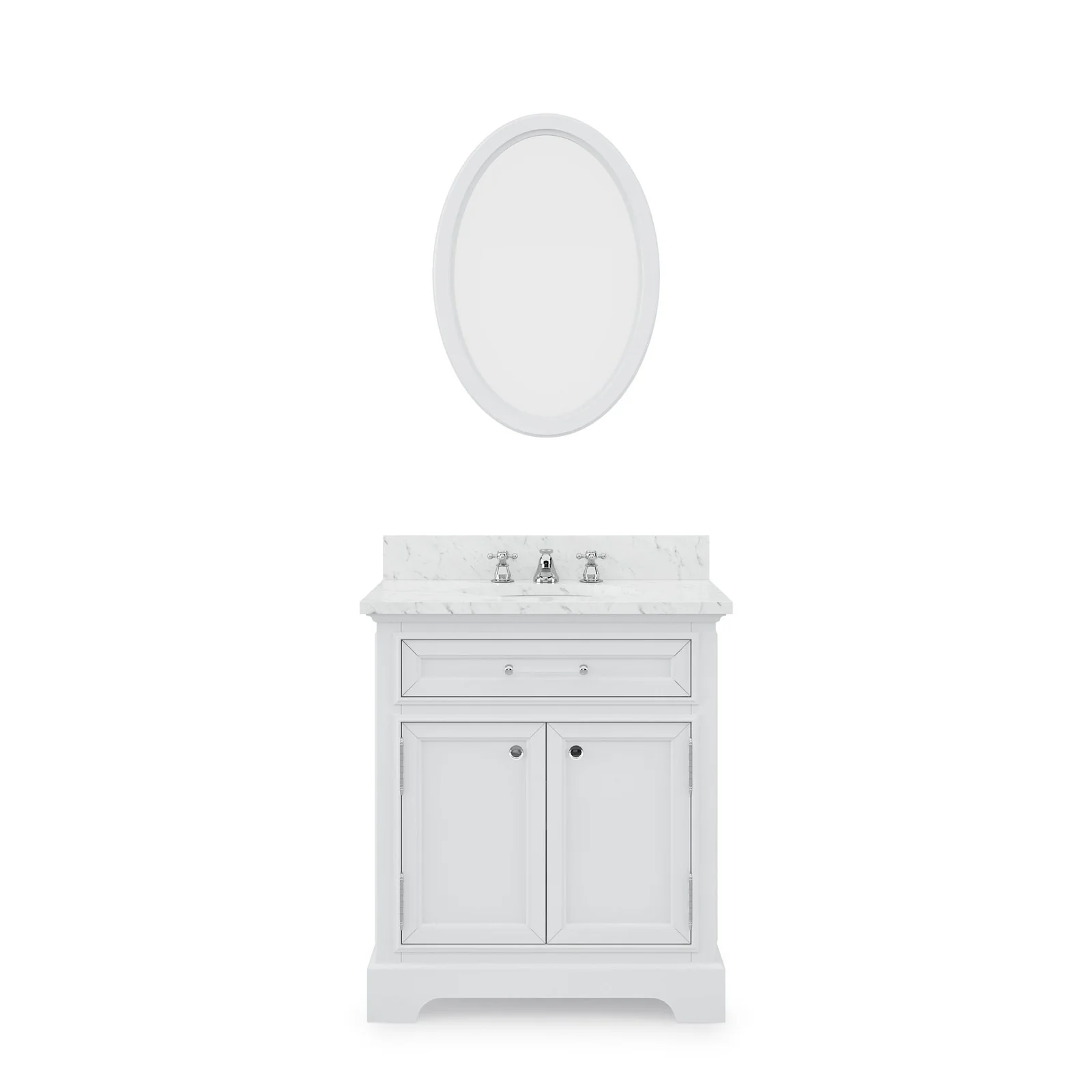 Water Creation Derby 30" Pure White Single Sink Bathroom Vanity With Matching Framed Mirror From The Derby Collection - Image 3