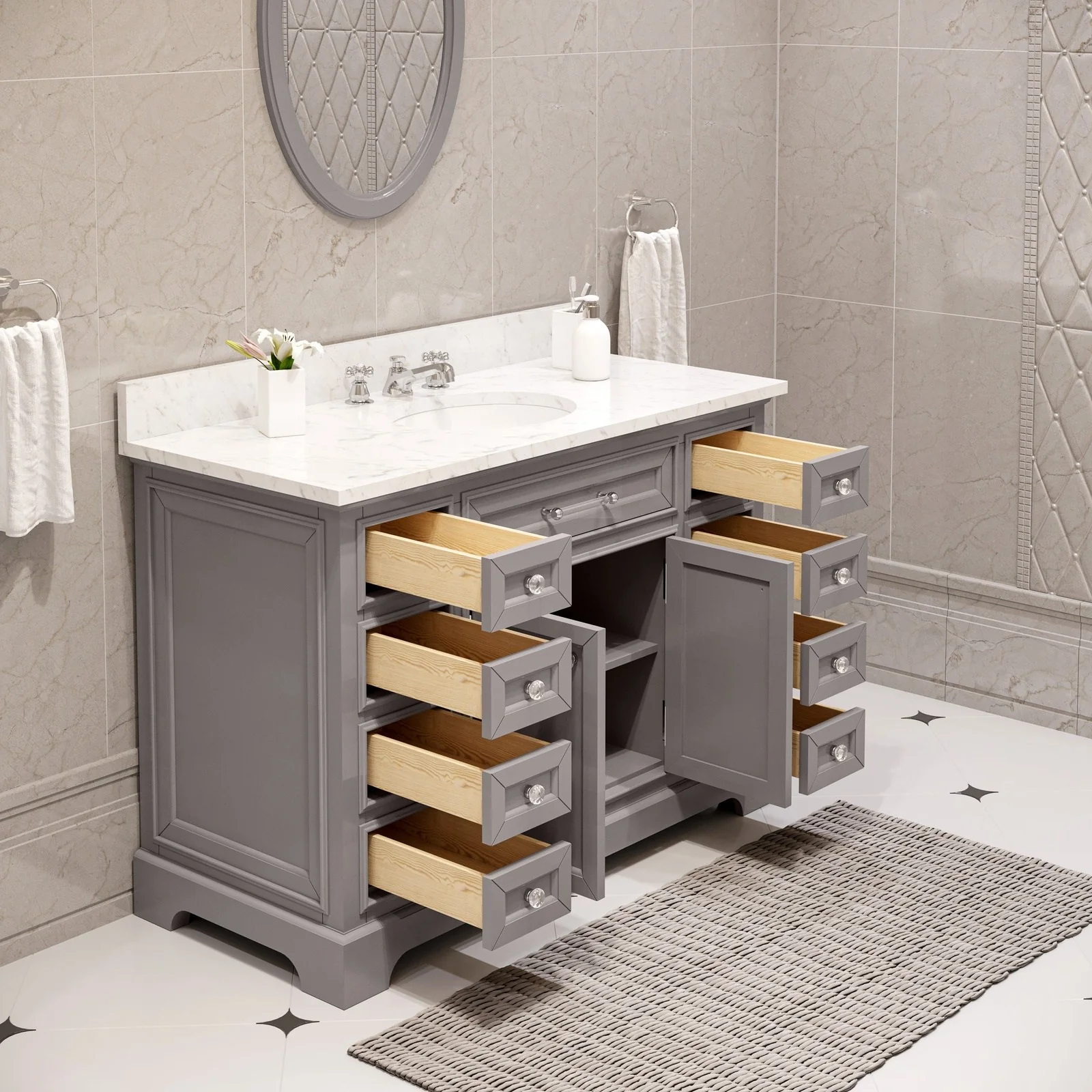 Water Creation Derby 48" Cashmere Grey Single Sink Bathroom Vanity With Faucet From The Derby Collection - Image 4