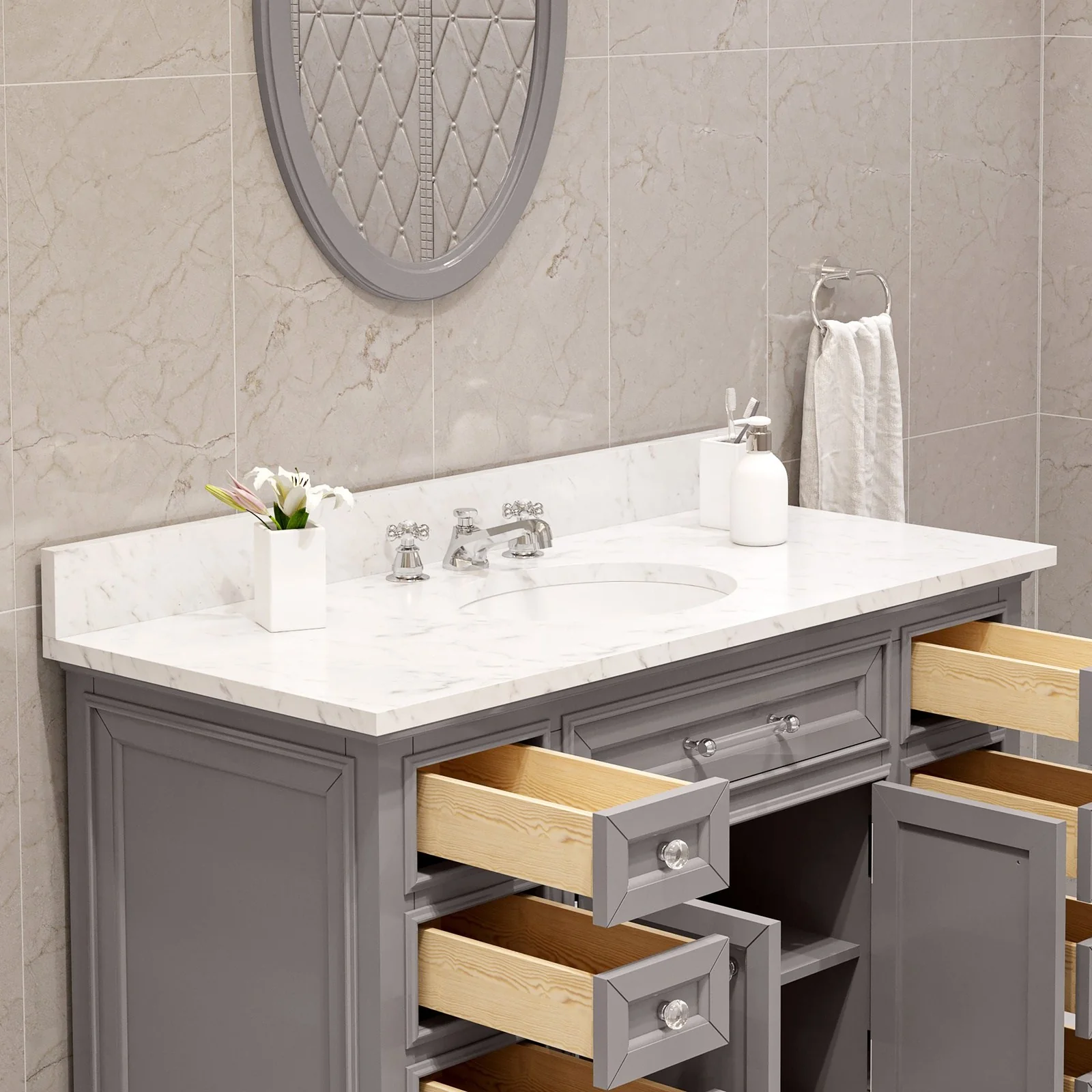 Water Creation Derby 48" Cashmere Grey Single Sink Bathroom Vanity With Faucet From The Derby Collection - Image 5