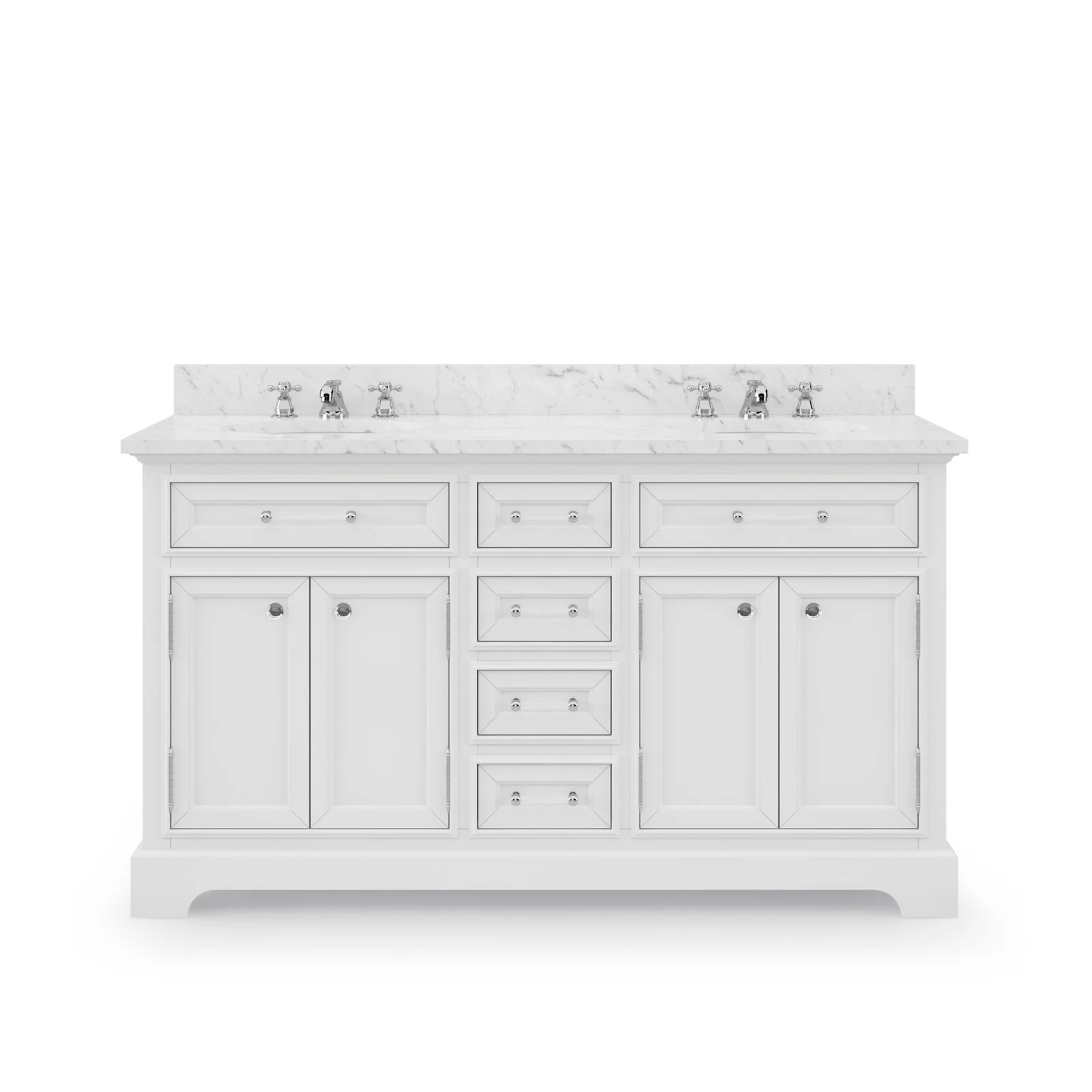 Water Creation Derby 60" Pure White Double Sink Bathroom Vanity With Faucet From The Derby Collection - Image 3