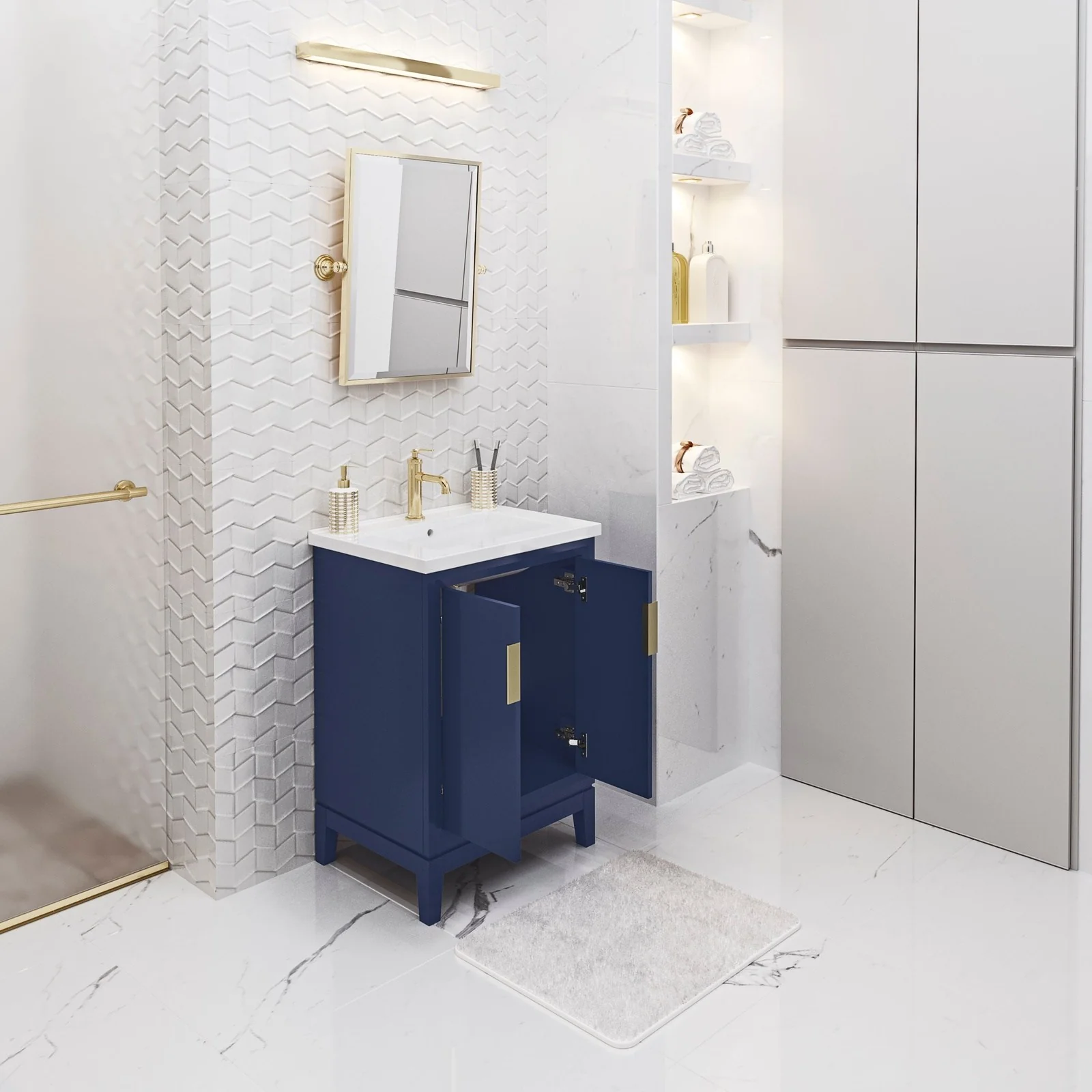 Water Creation Elise 24" Integrated Ceramic Sink Top Vanity in Monarch Blue - Image 6