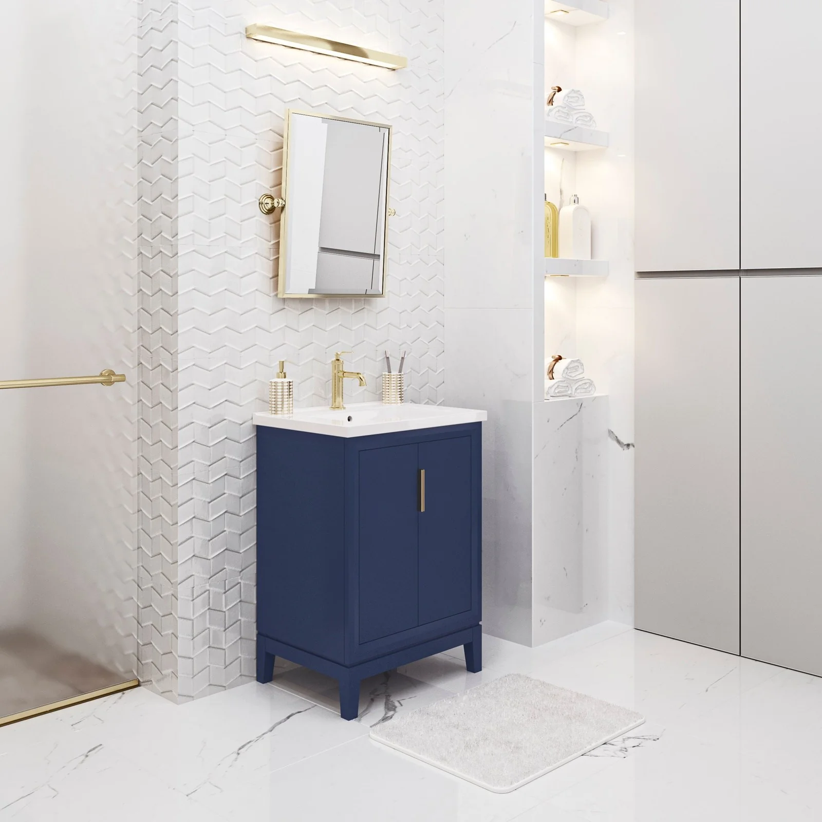 Water Creation Elise 24" Integrated Ceramic Sink Top Vanity in Pure White with Modern Single Faucet - Image 2