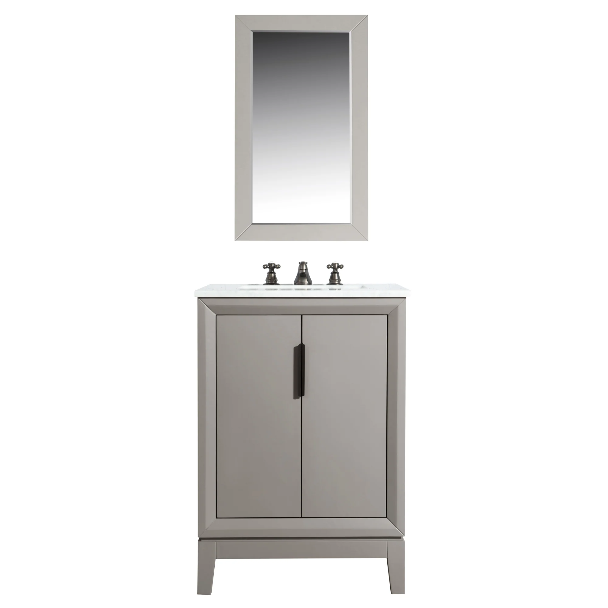 Water Creation Elizabeth 24" Single Sink Carrara White Marble Vanity In Cashmere Grey With Matching Mirror(s) and Lavatory Faucet(s) - Image 4