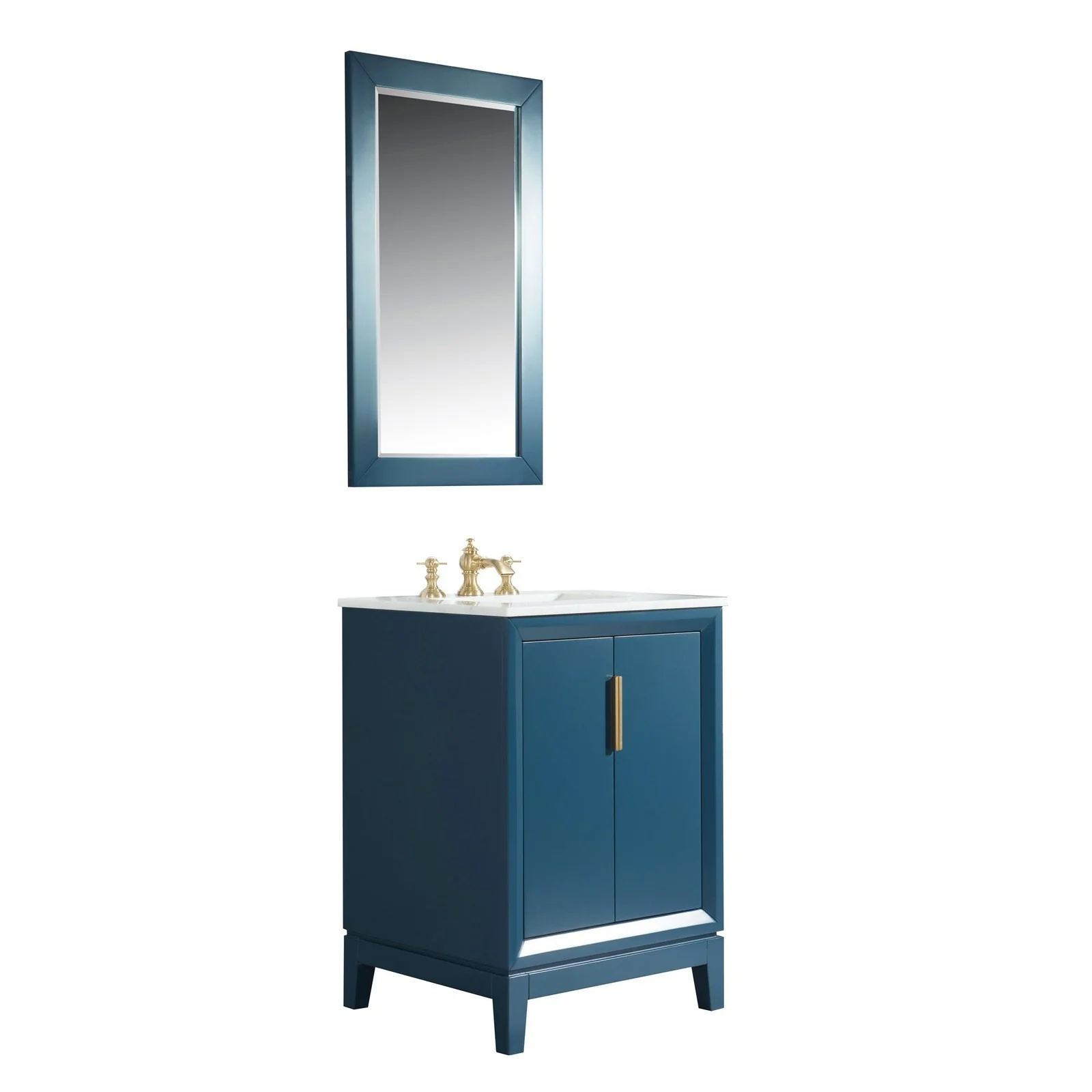 Water Creation Elizabeth 24" Single Sink Carrara White Marble Vanity In Monarch Blue With Matching Mirror - Image 4