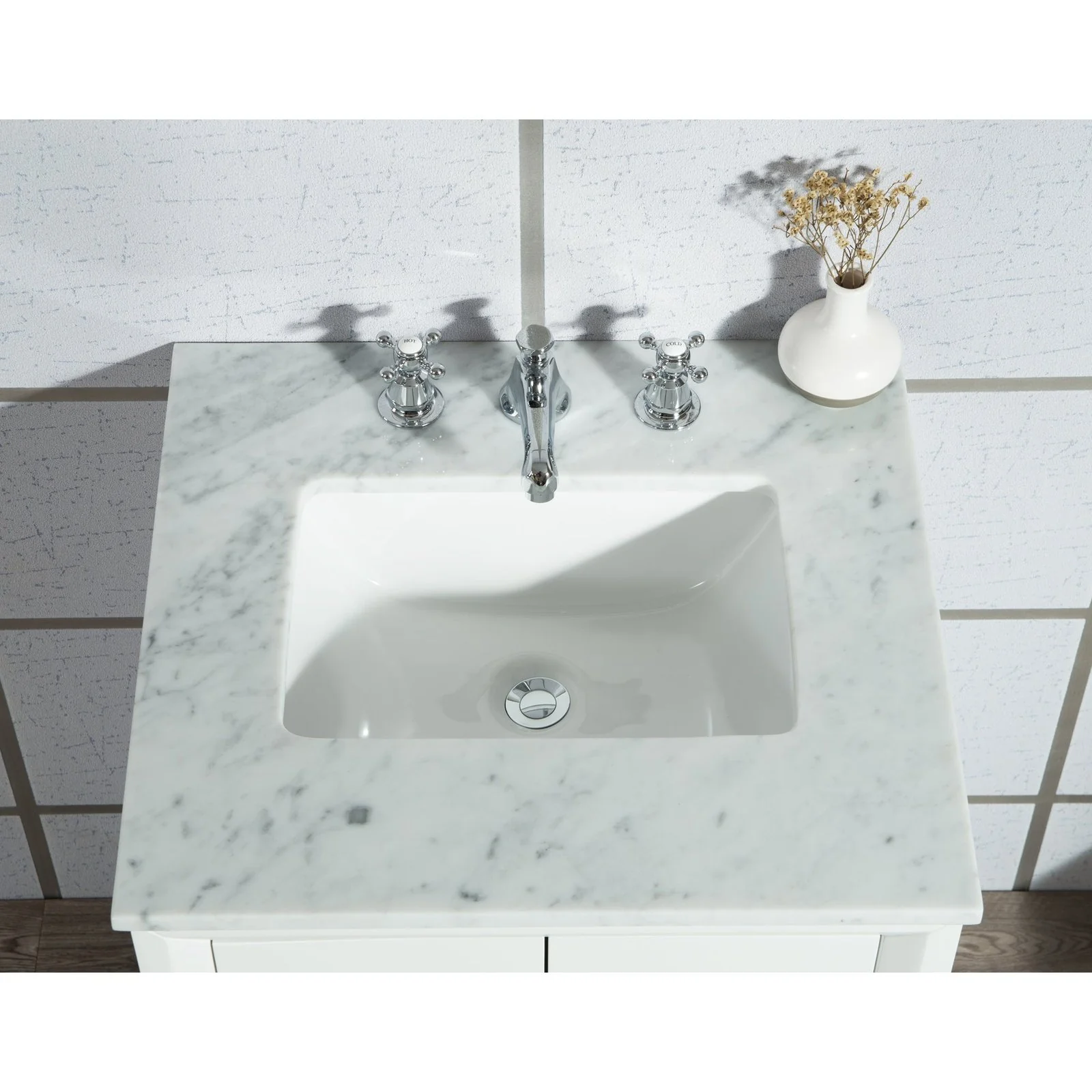 Water Creation Elizabeth 24" Single Sink Carrara White Marble Vanity In Pure White - Image 7