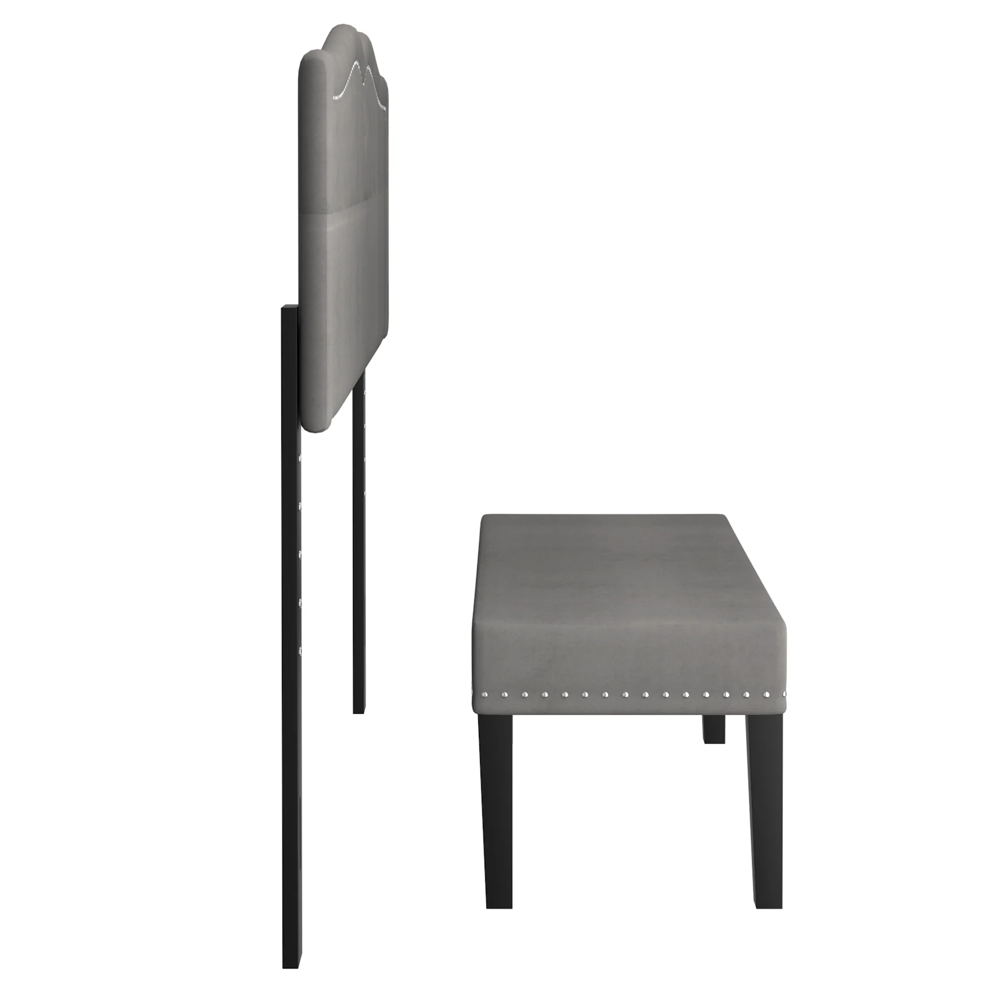 Worldwide Home Furnishings Aurora-54''/60'' Adj Hb W/ Bench-Grey 54"/60" Adj. Headboard W/Bench 151-585D_Q-GY - Image 3