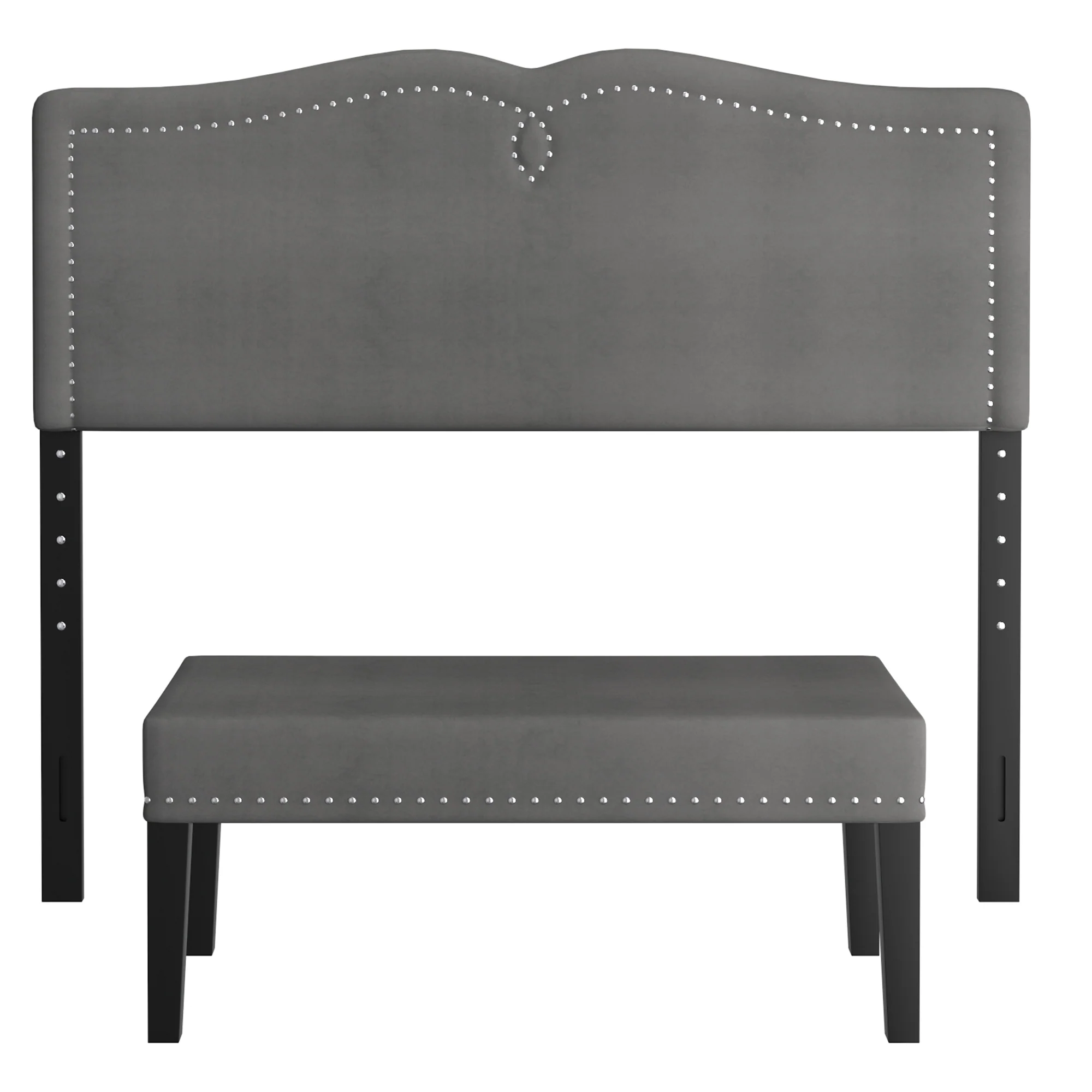 Worldwide Home Furnishings Aurora-54''/60'' Adj Hb W/ Bench-Grey 54"/60" Adj. Headboard W/Bench 151-585D_Q-GY - Image 4