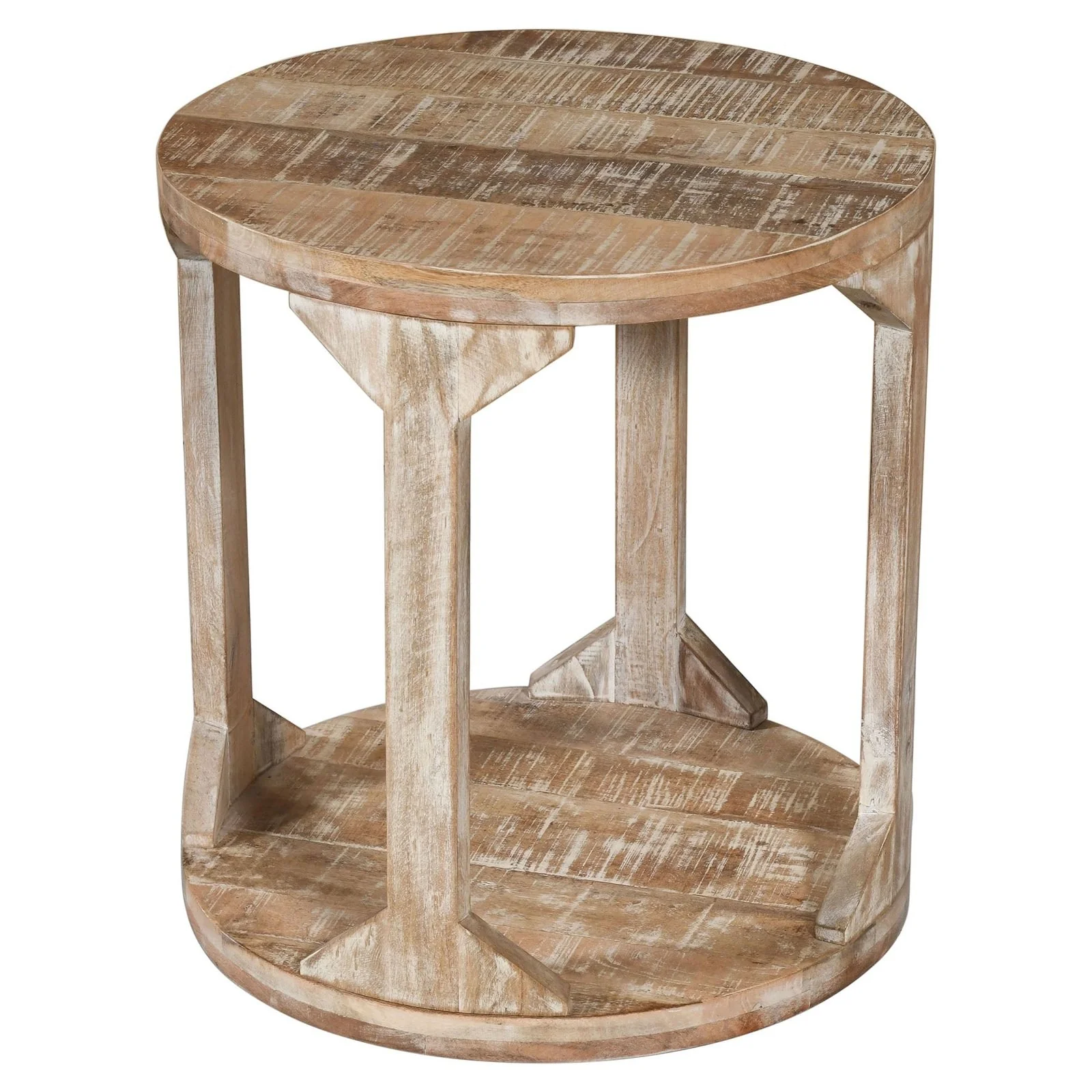 Worldwide Home Furnishings Avni-Accent Table-Distressed Natural Round Accent Table 501-619NT - Image 3