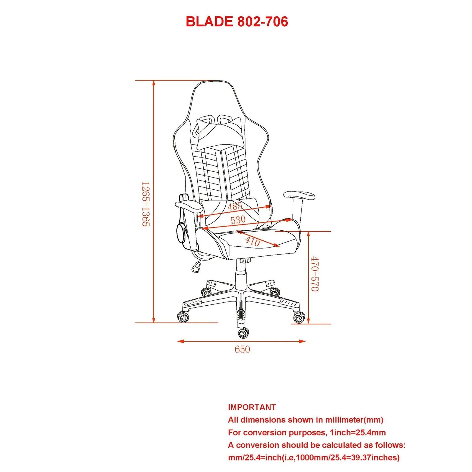 Worldwide Home Furnishings Blade-Office Chair-Blue/Black Office Chair 802-706BLU/BK - Image 8