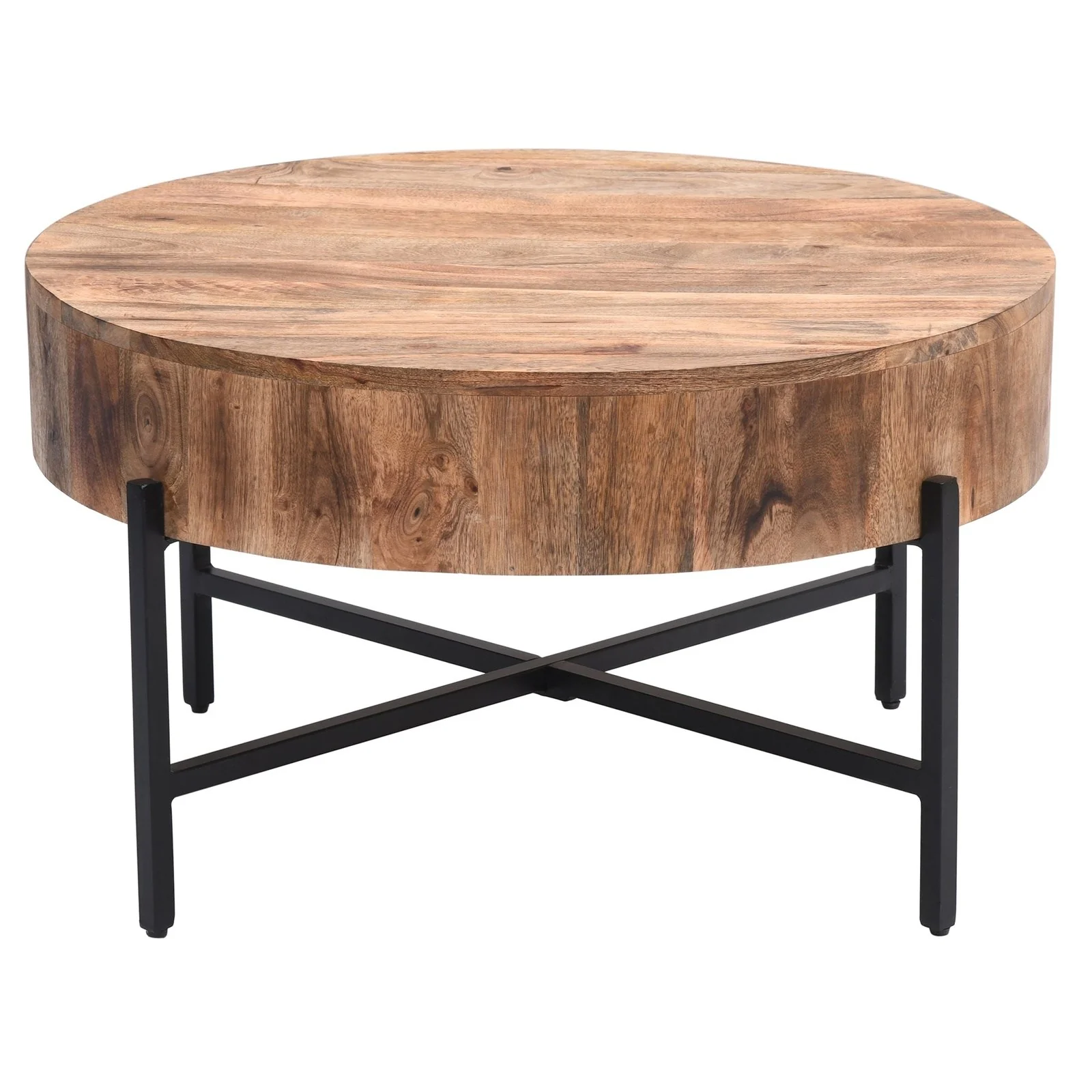 Worldwide Home Furnishings Blox-Coffee Table-Natural Round Coffee Table 301-528NAT - Image 4