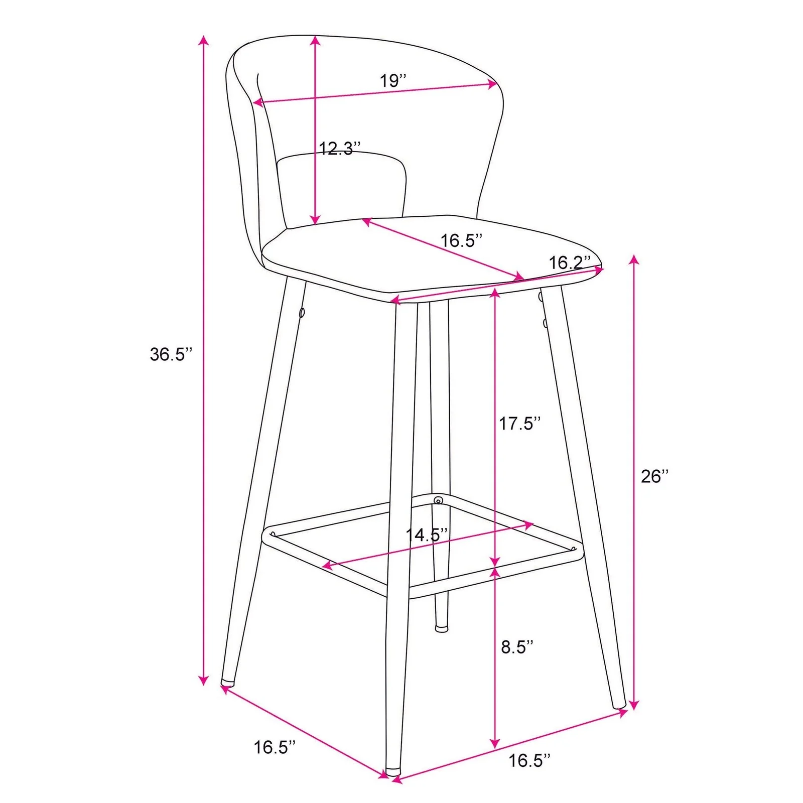 Worldwide Home Furnishings Camille-26'' Counter Stool-Mustard 26" Counter Stool, Set Of 2 203-532MUS - Image 8