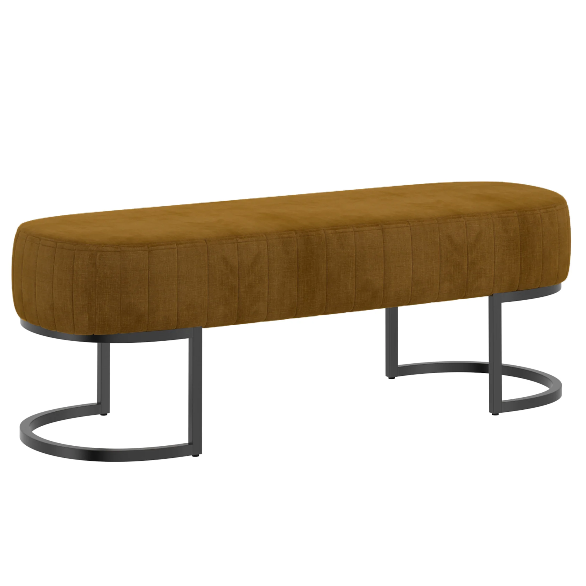 Worldwide Home Furnishings Caprese-Bench-Vintage Mustard Bench 401-269MUS/BK - Image 2