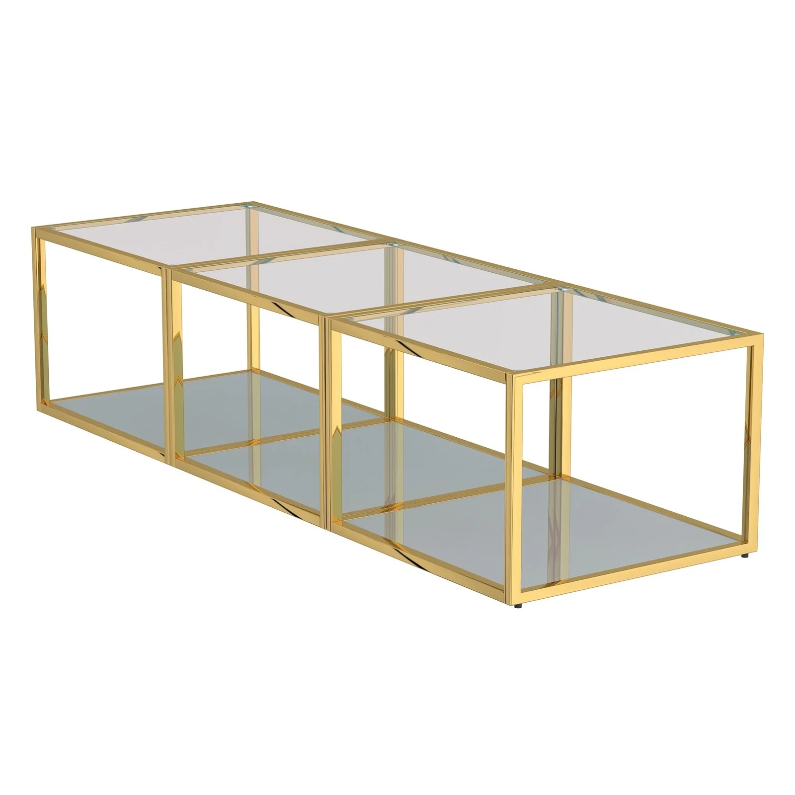 Worldwide Home Furnishings Casini-3pc Coffee Table Small-Gold 3pc Small Coffee Table Set 303-632GL_S - Image 2