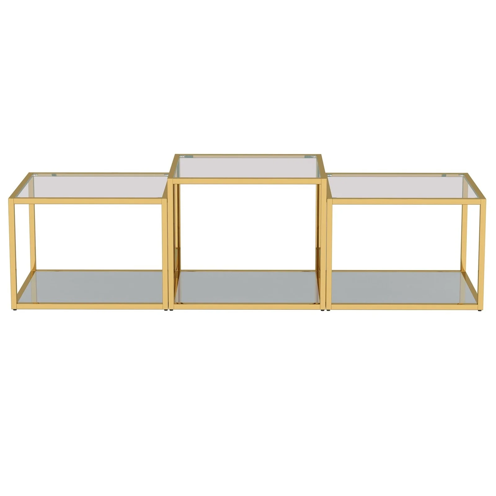Worldwide Home Furnishings Casini-3pc Multi Tier Table-Gold 3pc Multi-Tier Coffee Table Set 303-632GL-3 - Image 3