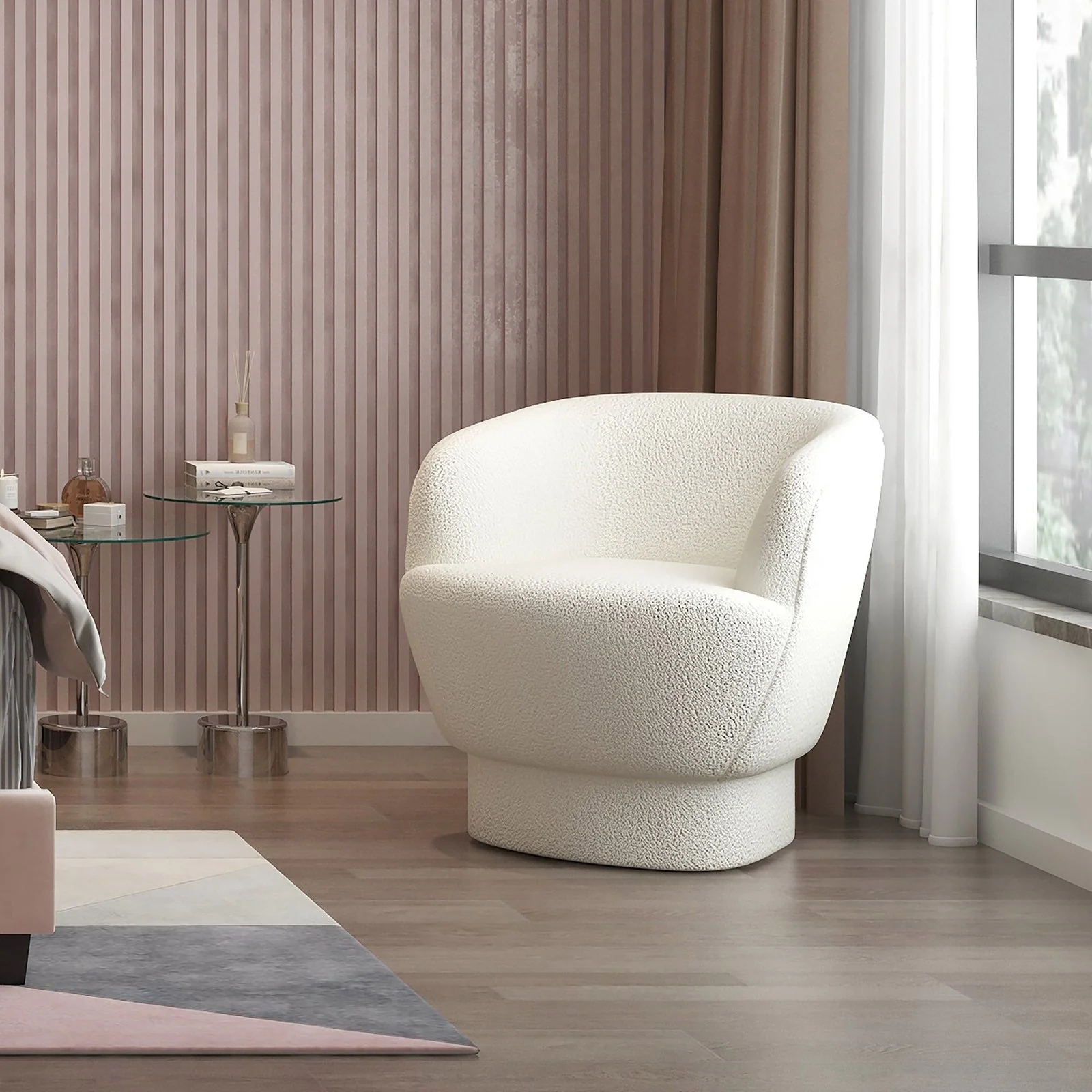 Worldwide Home Furnishings Cuddle-Accent Chair-White Accent Chair 403-677WT