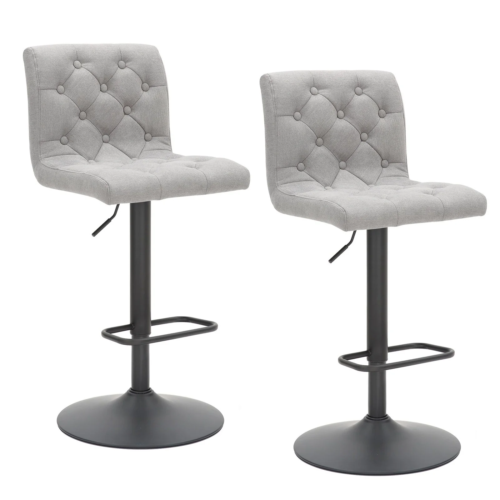 Worldwide Home Furnishings Dex Ii-Air Lift Stool Fabric-Grey Adjustable Air-Lift Stool, Set Of 2 203-153GY - Image 2