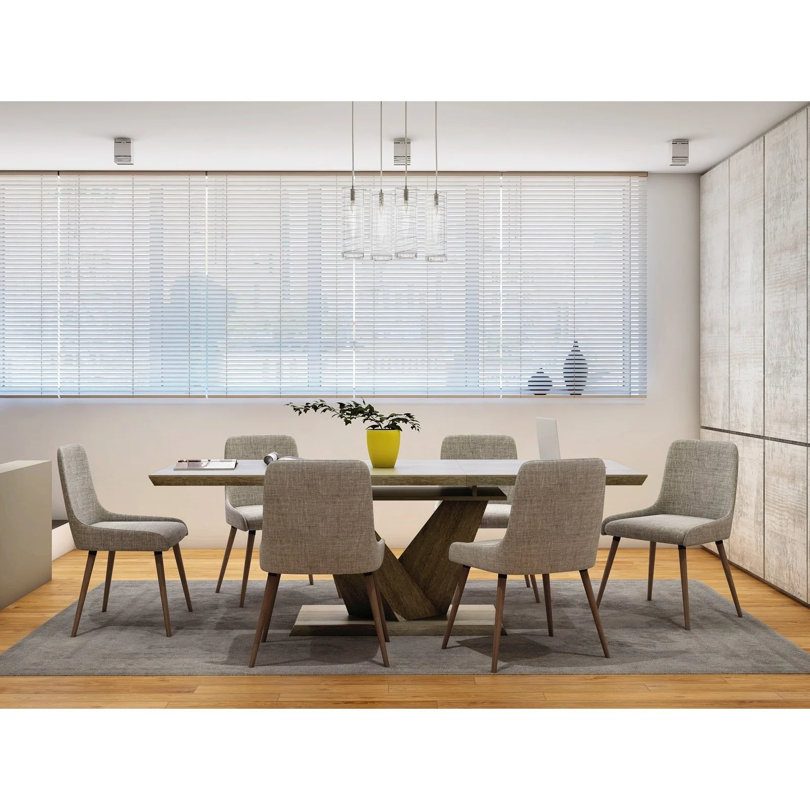Worldwide Home Furnishings Eclipse Ok_Mia Gy/Lg-7pc Dining Set 7pc Dining Set 207-860OK/247GL