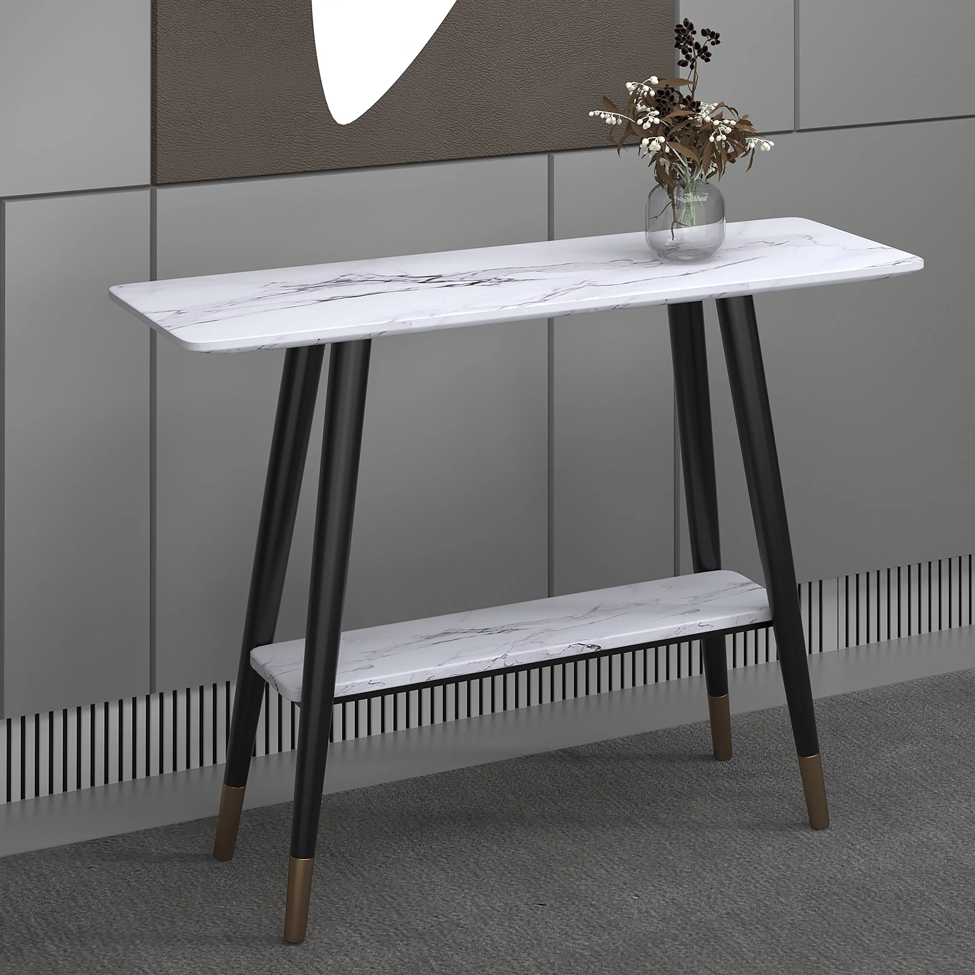 Worldwide Home Furnishings Emery-2tier Console Table-White 2-Tier Console Table 502-294WT