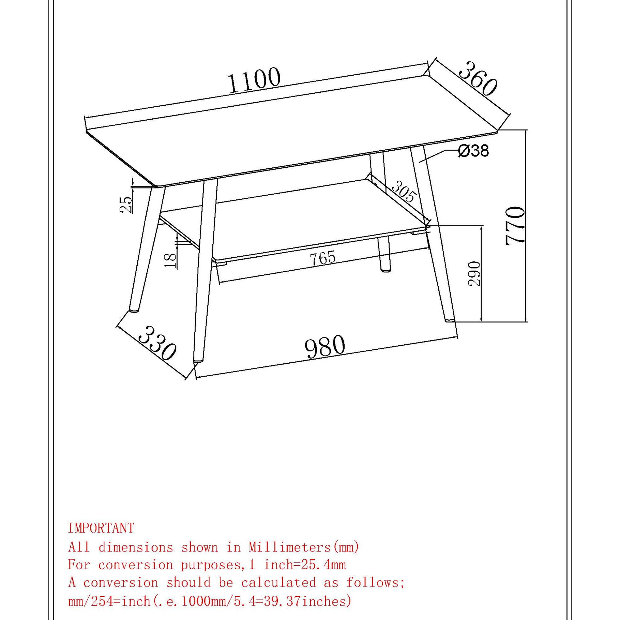 Worldwide Home Furnishings Emery-2tier Console Table-White 2-Tier Console Table 502-294WT - Image 8