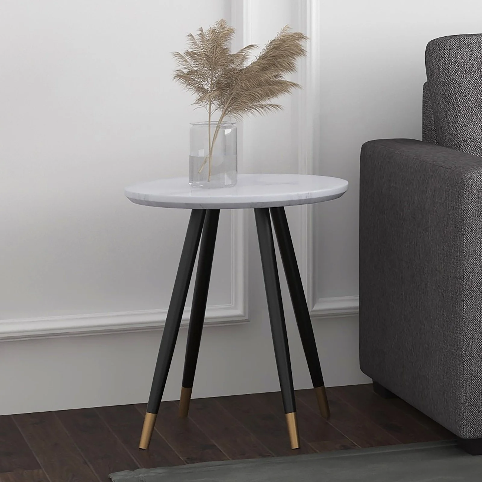 Worldwide Home Furnishings Emery-Accent Table-White Round Accent Table 501-294WT