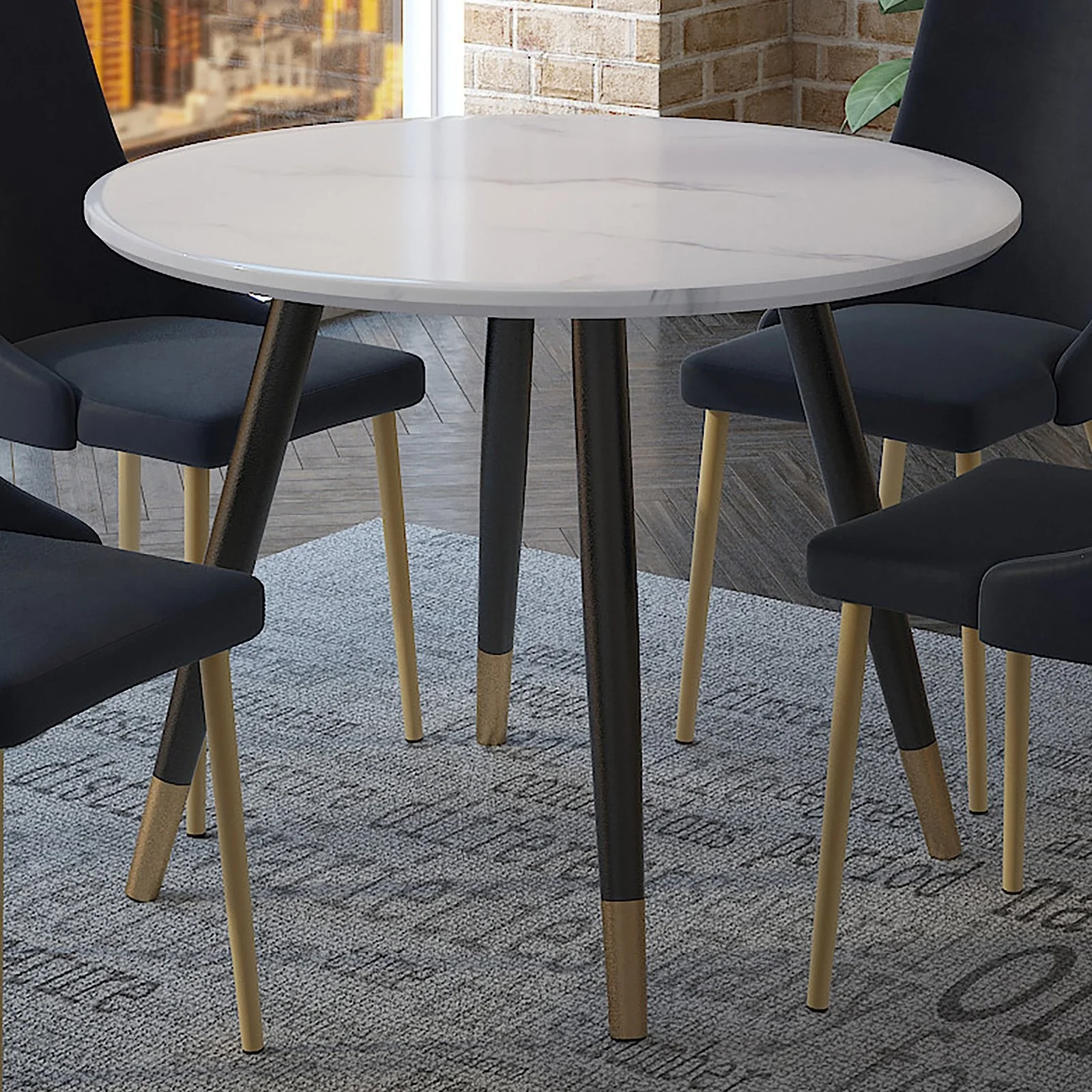Worldwide Home Furnishings Emery-Round Dining Table-White Round Dining Table 201-294RND-WT