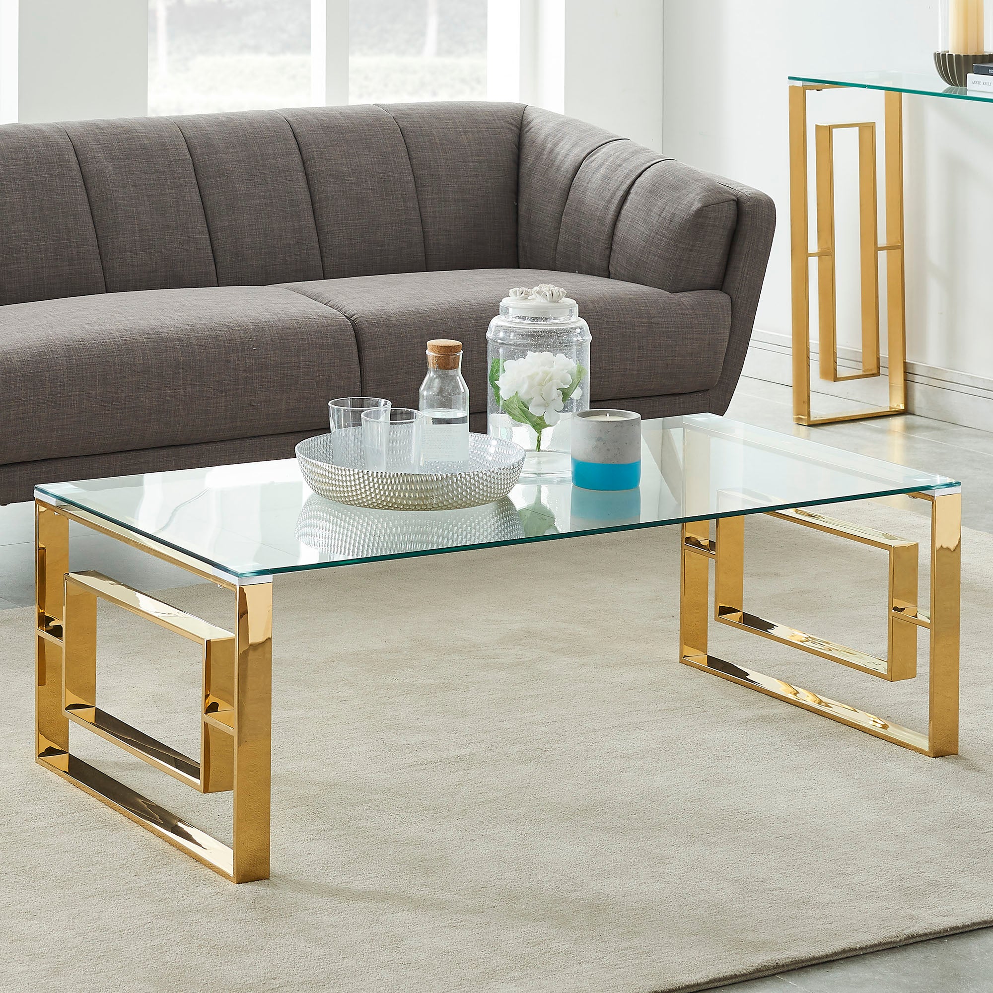 Worldwide Home Furnishings Eros-Coffee Table-Gold Rectangular Coffee Table 301-482GL